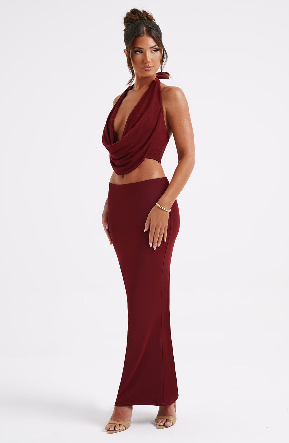 Elenanna Maxi Skirt in Burgundy by Clandour, product photo 5