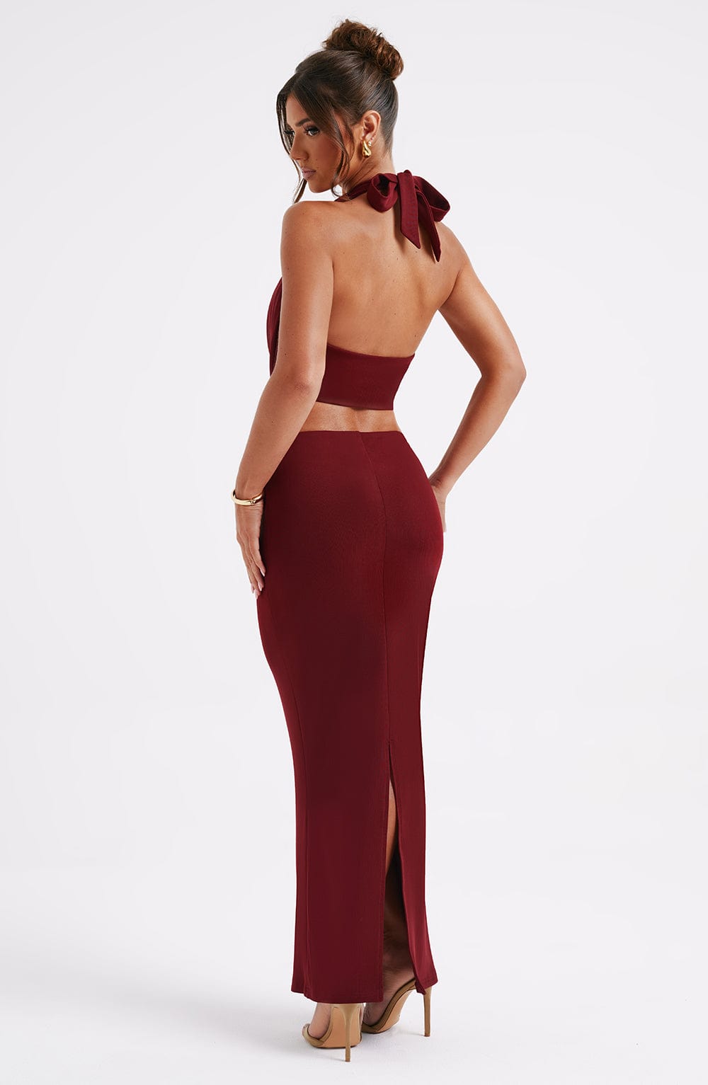 Elenanna Maxi Skirt in Burgundy by Clandour, product photo 6