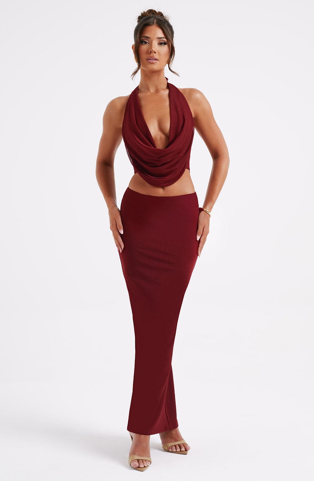 Elenanna Maxi Skirt in Burgundy by Clandour, product photo 7