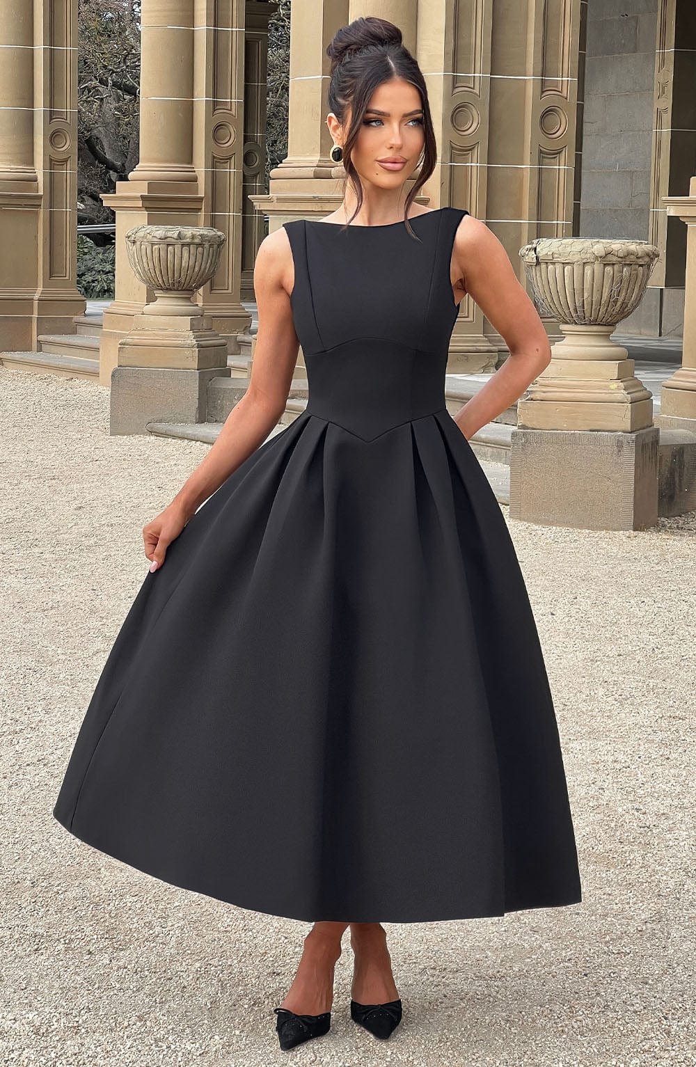 Elenari Midi Dress in Black by Clandour, product photo 1