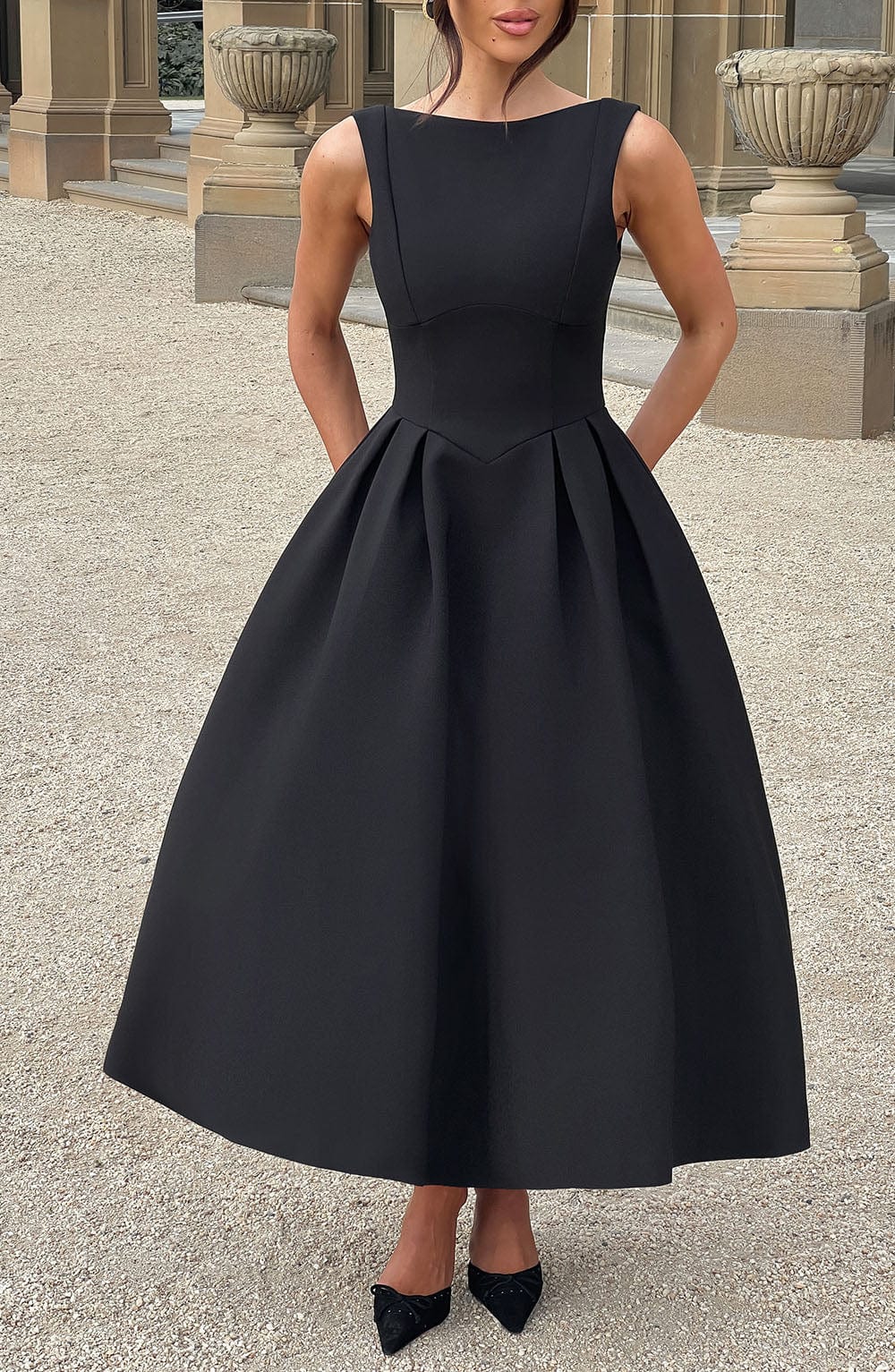 Elenari Midi Dress in Black by Clandour, product photo 3
