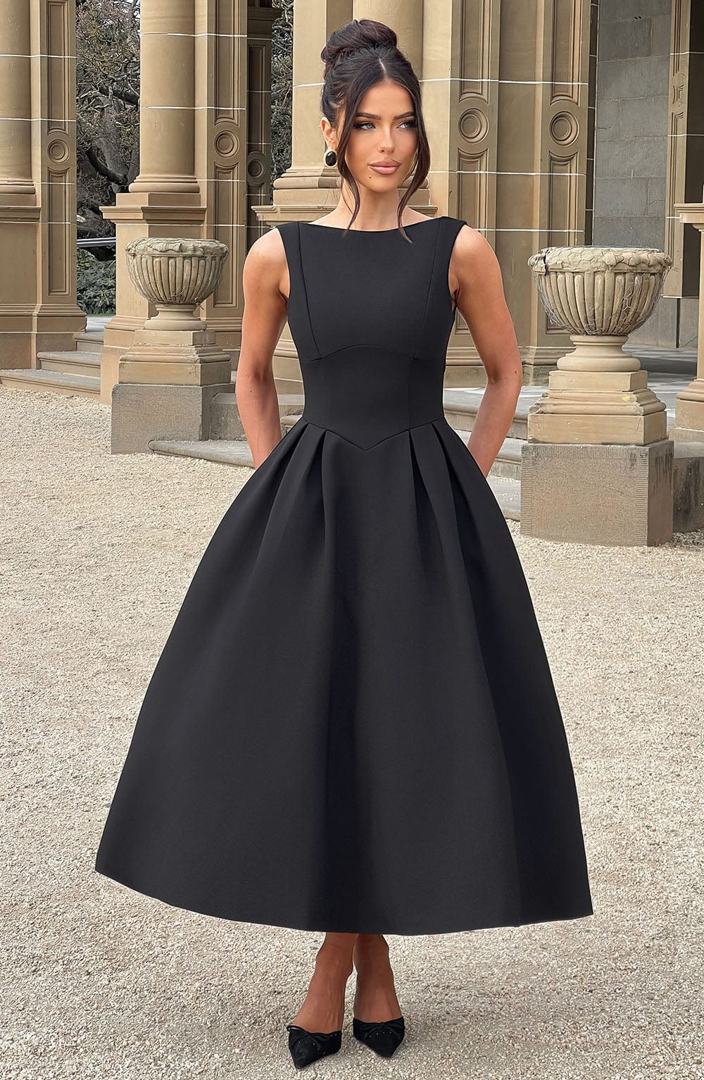 Elenari Midi Dress in Black by Clandour, product photo 4