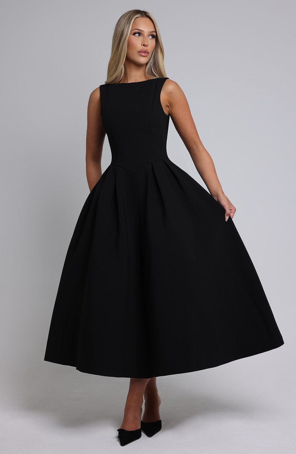 Elenari Midi Dress in Black by Clandour, product photo 6