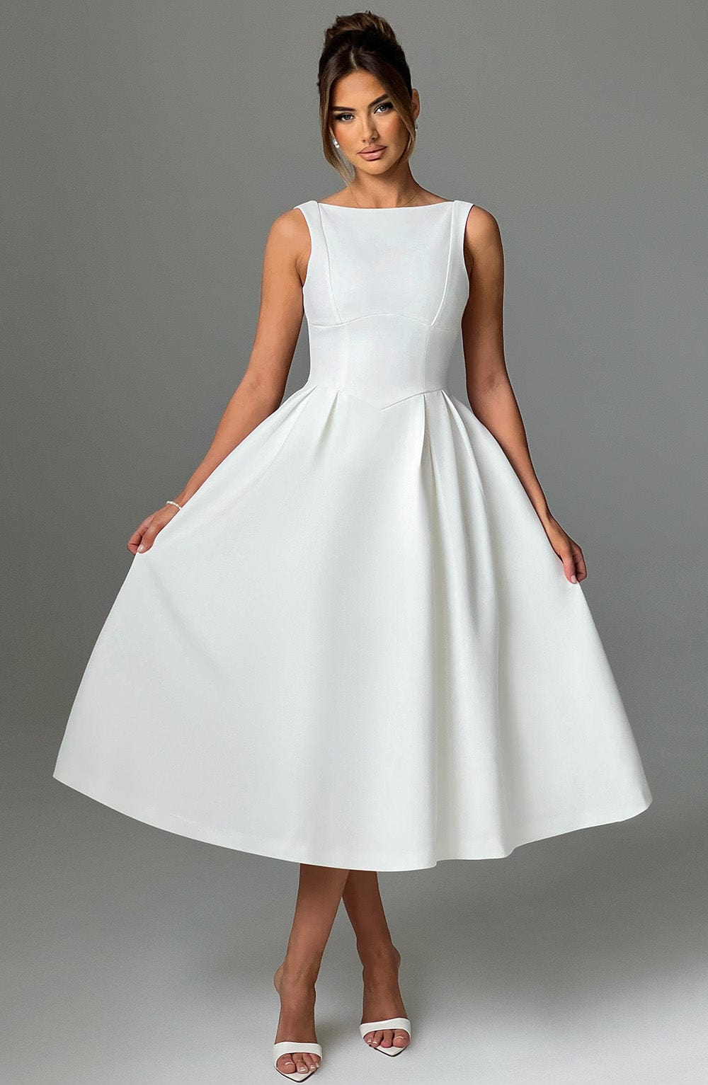 Elenari Midi Dress in Ivory by Clandour, product photo 3