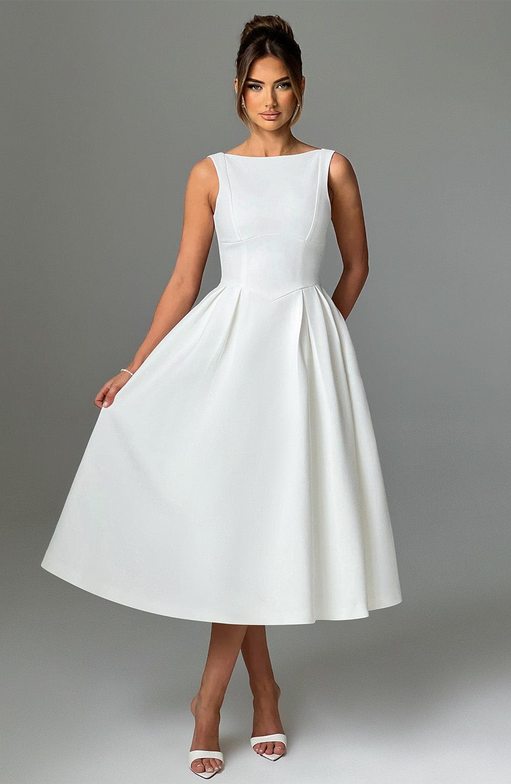 Elenari Midi Dress in Ivory by Clandour, product photo 5