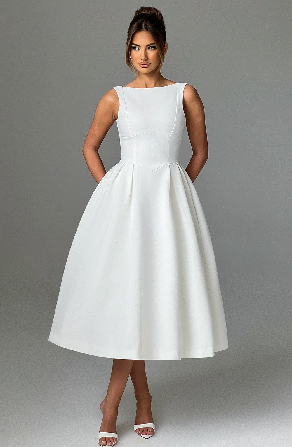 Elenari Midi Dress in Ivory by Clandour, product photo 8