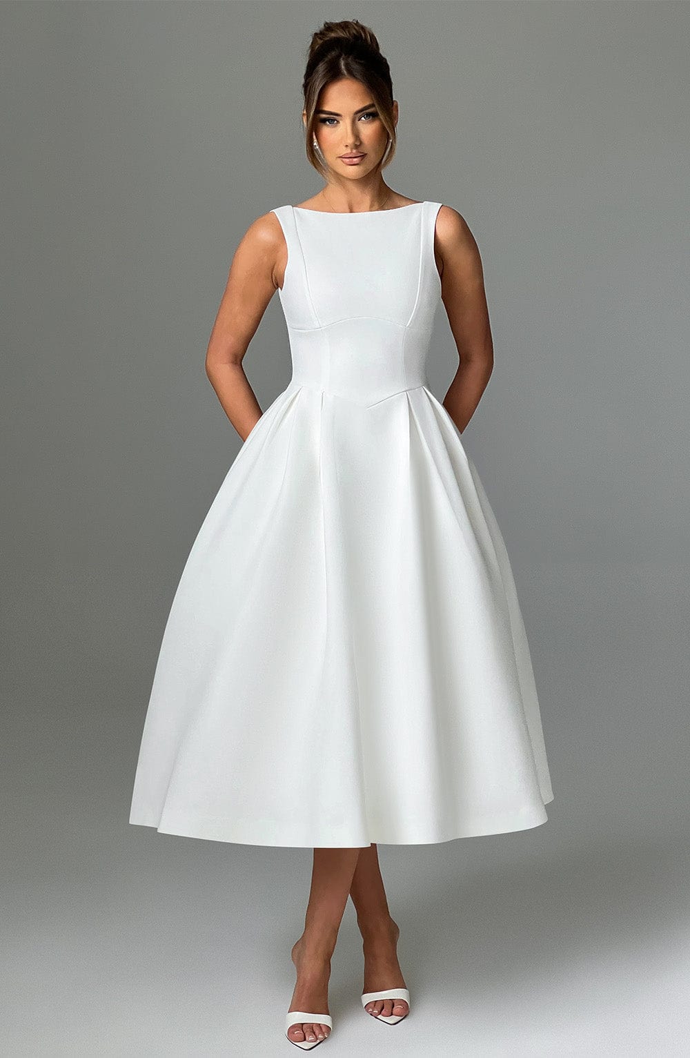 Elenari Midi Dress in Ivory by Clandour, product photo 9
