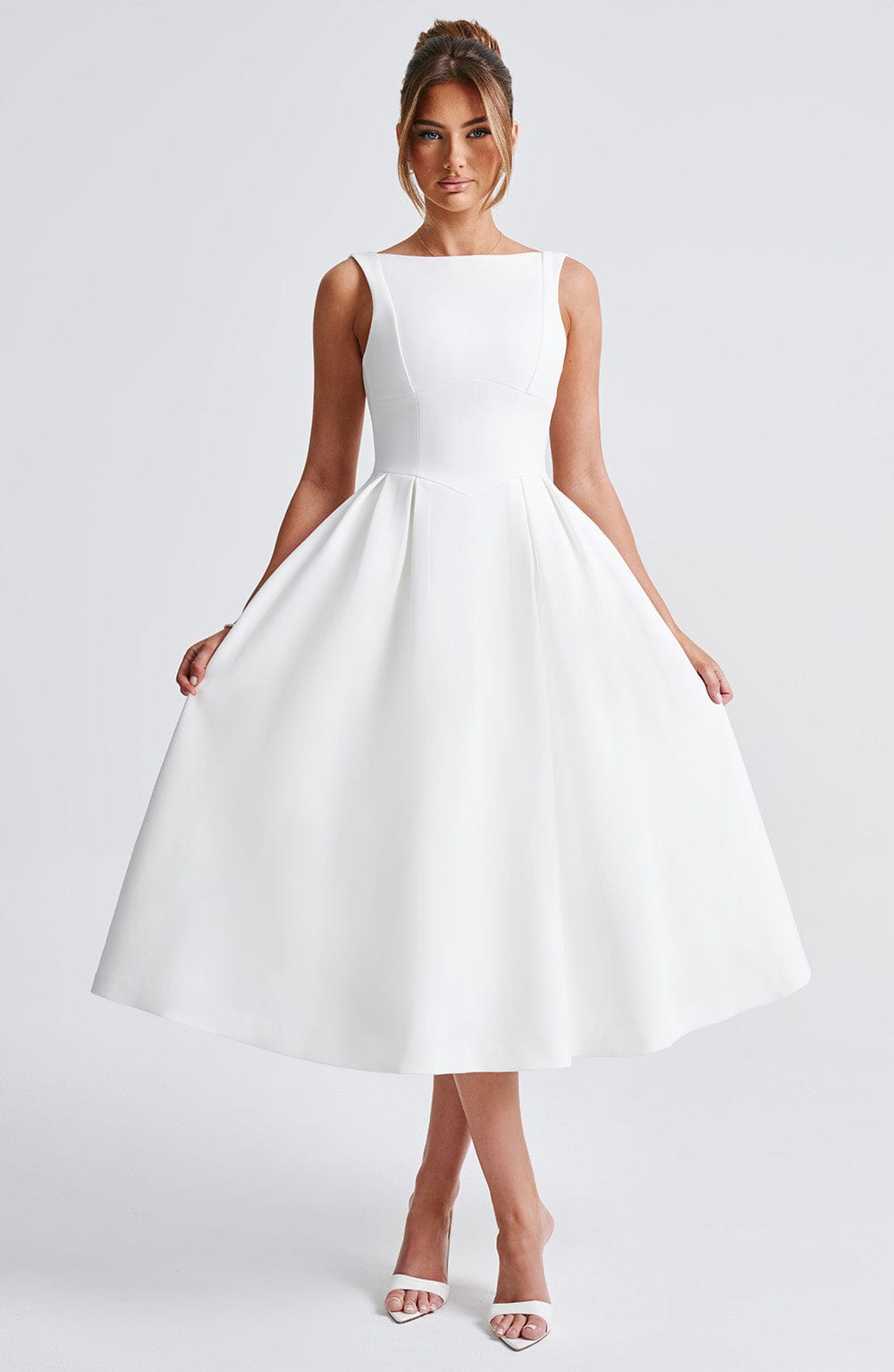 Elenari Midi Dress in Ivory by Clandour, product photo 13