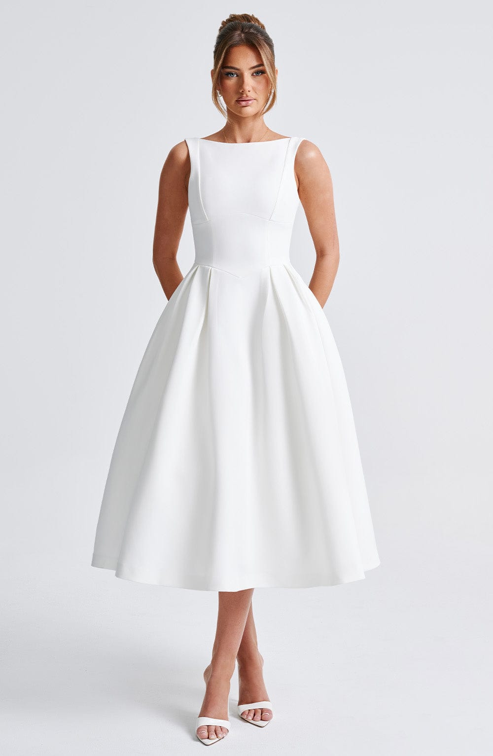 Elenari Midi Dress in Ivory by Clandour, product photo 14