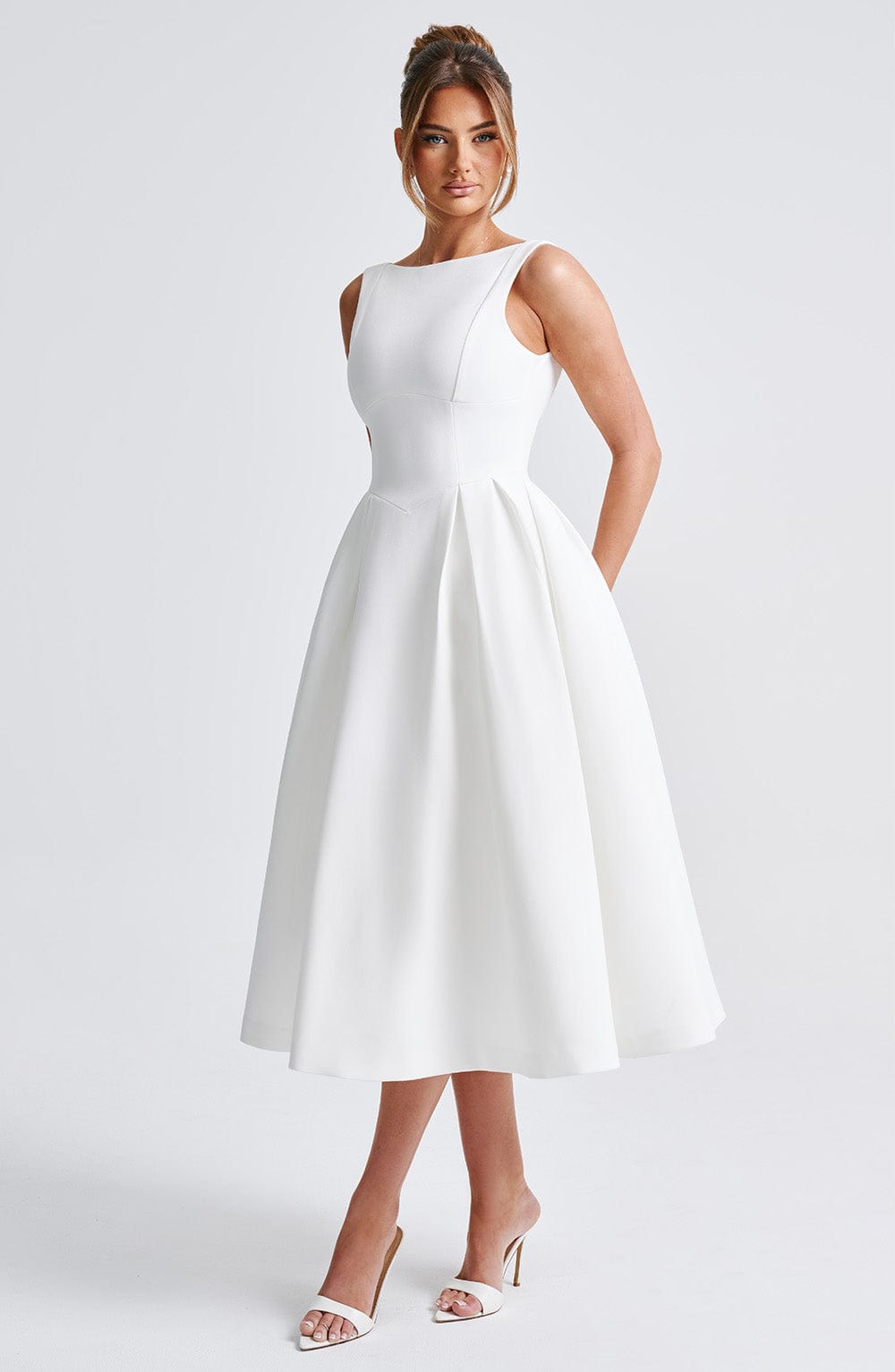 Elenari Midi Dress in Ivory by Clandour, product photo 15