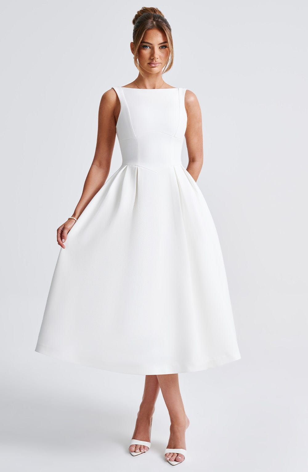 Elenari Midi Dress in Ivory by Clandour, product photo 16