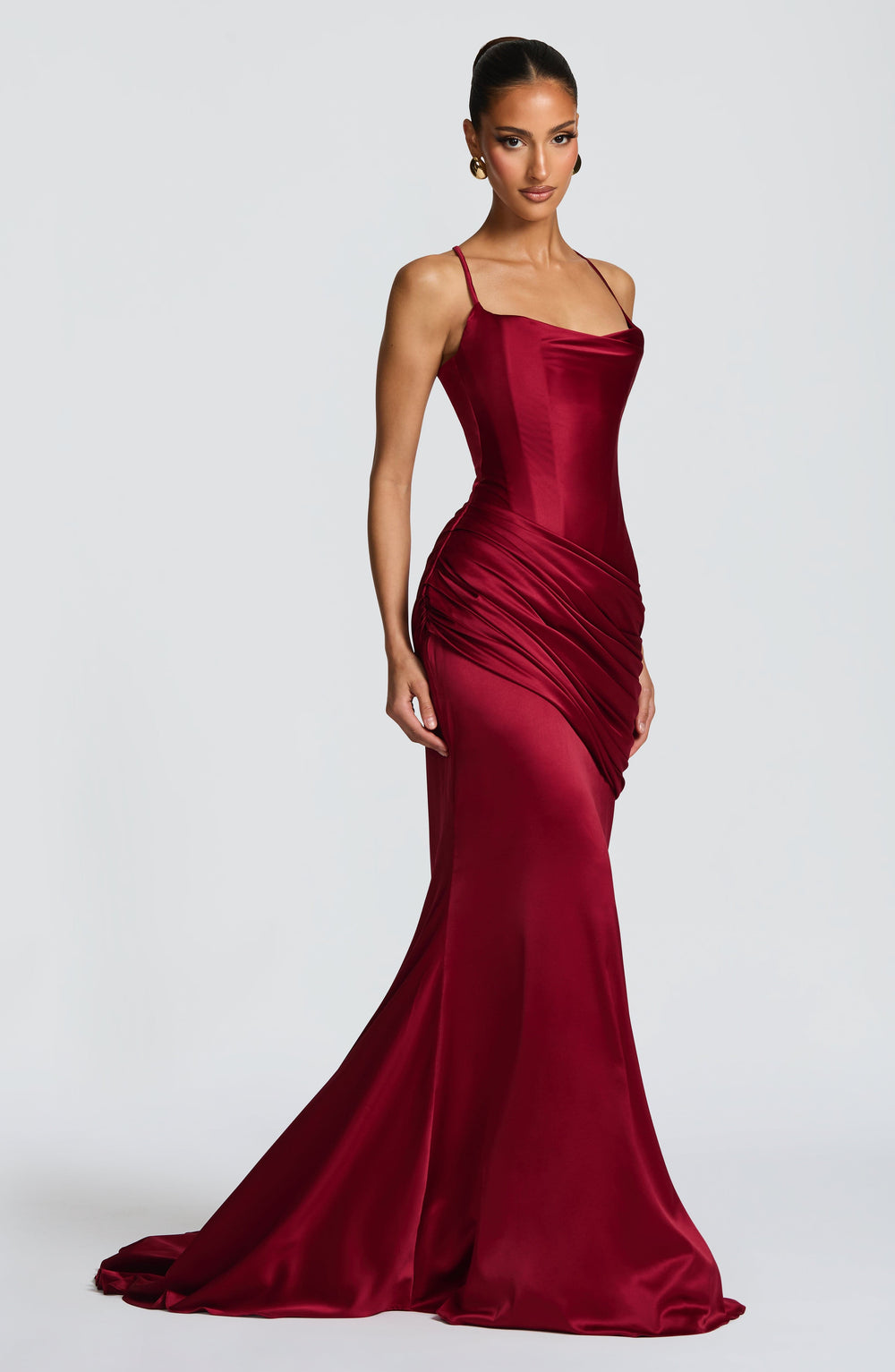 Elenelia Gown in Burgundy by Clandour, product photo 2