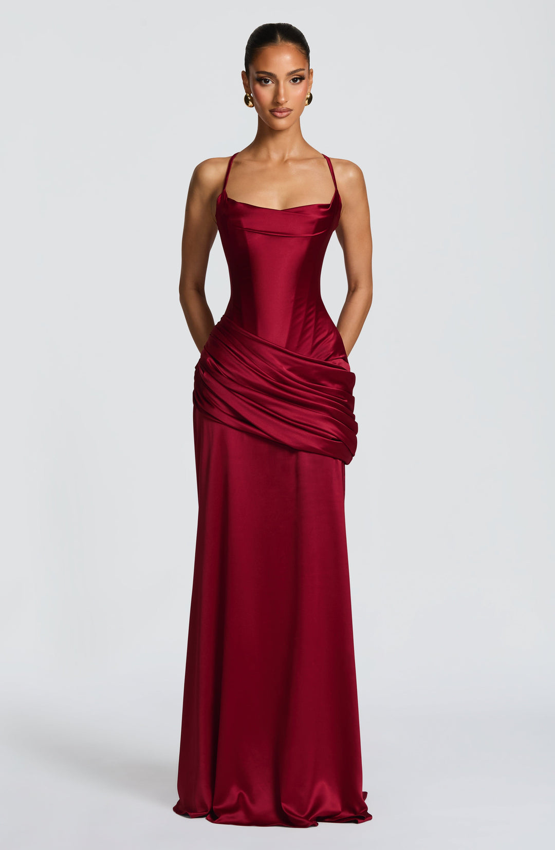 Elenelia Gown in Burgundy by Clandour, product photo 4
