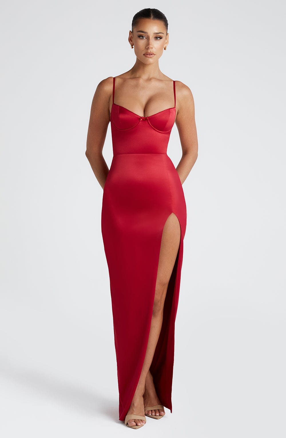 Elenessa Maxi Dress in Red by Clandour, product photo 6