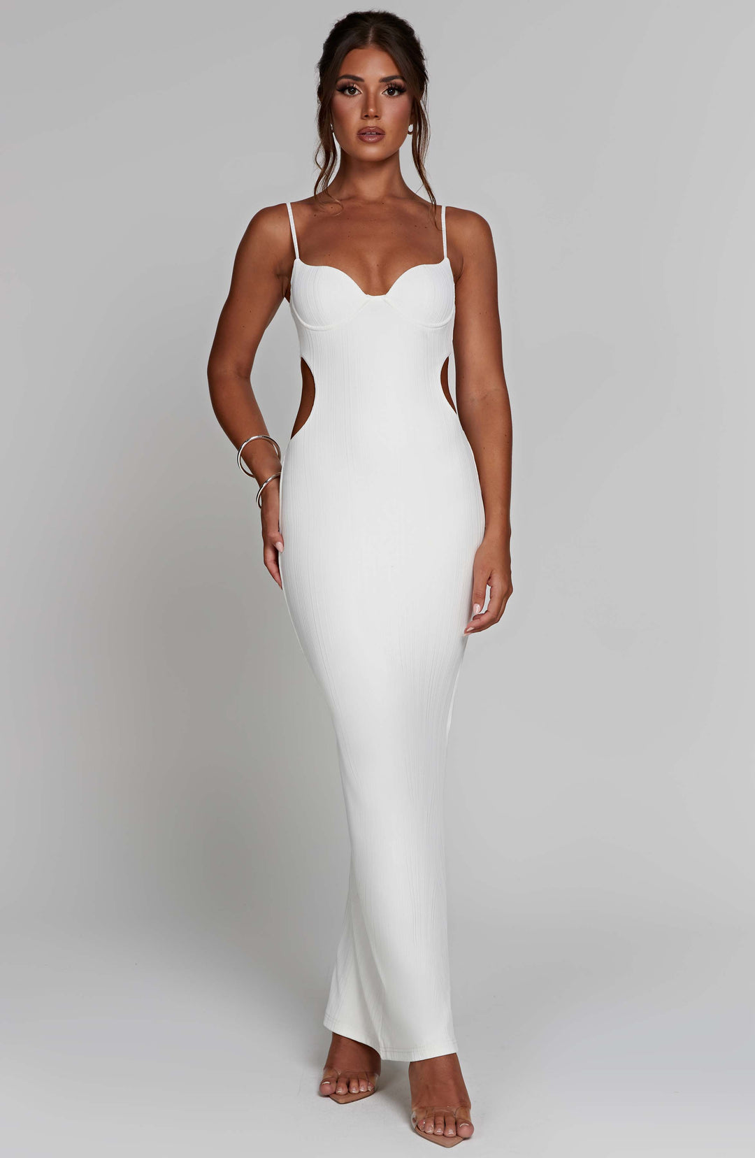 Elenia Maxi Dress in White by Clandour, product photo 4