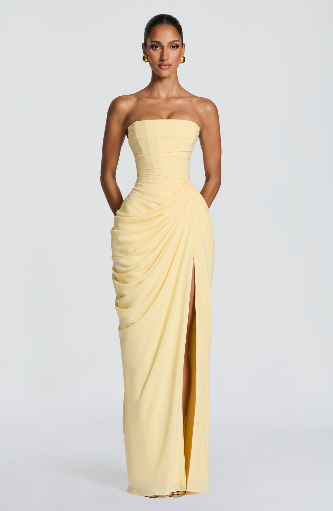 Eleniris Maxi Dress in Lemon by Clandour, product photo 4