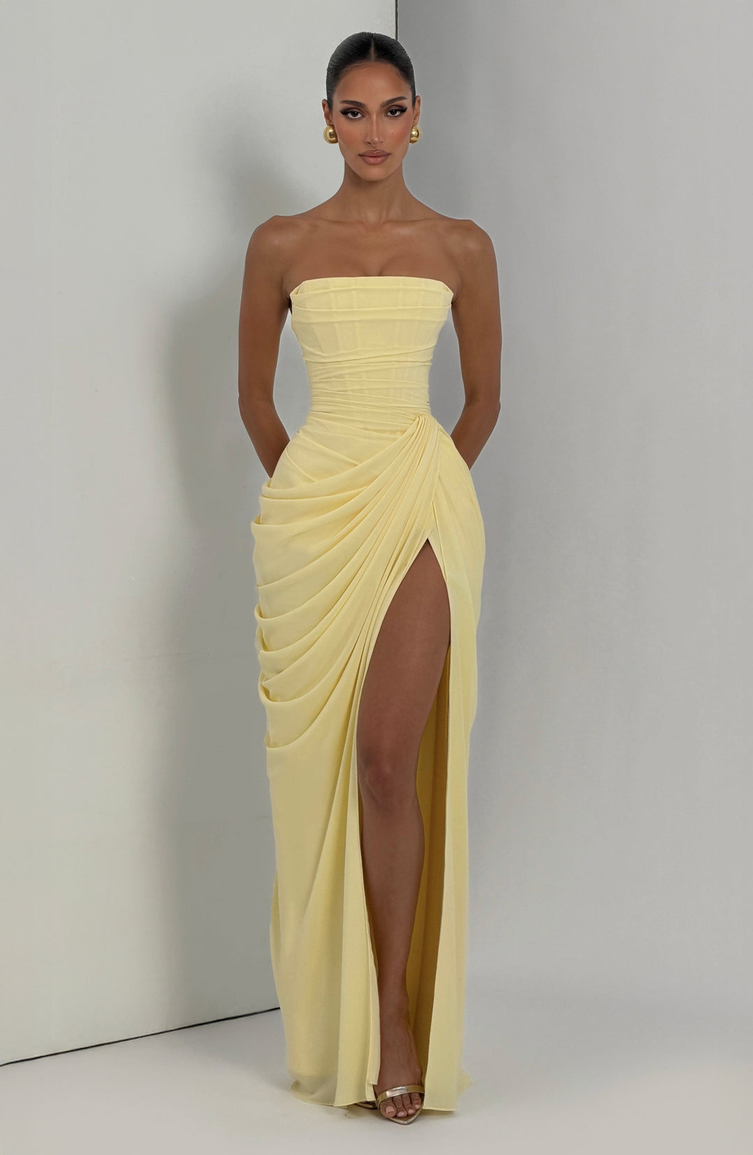 Eleniris Maxi Dress in Lemon by Clandour, product photo 6