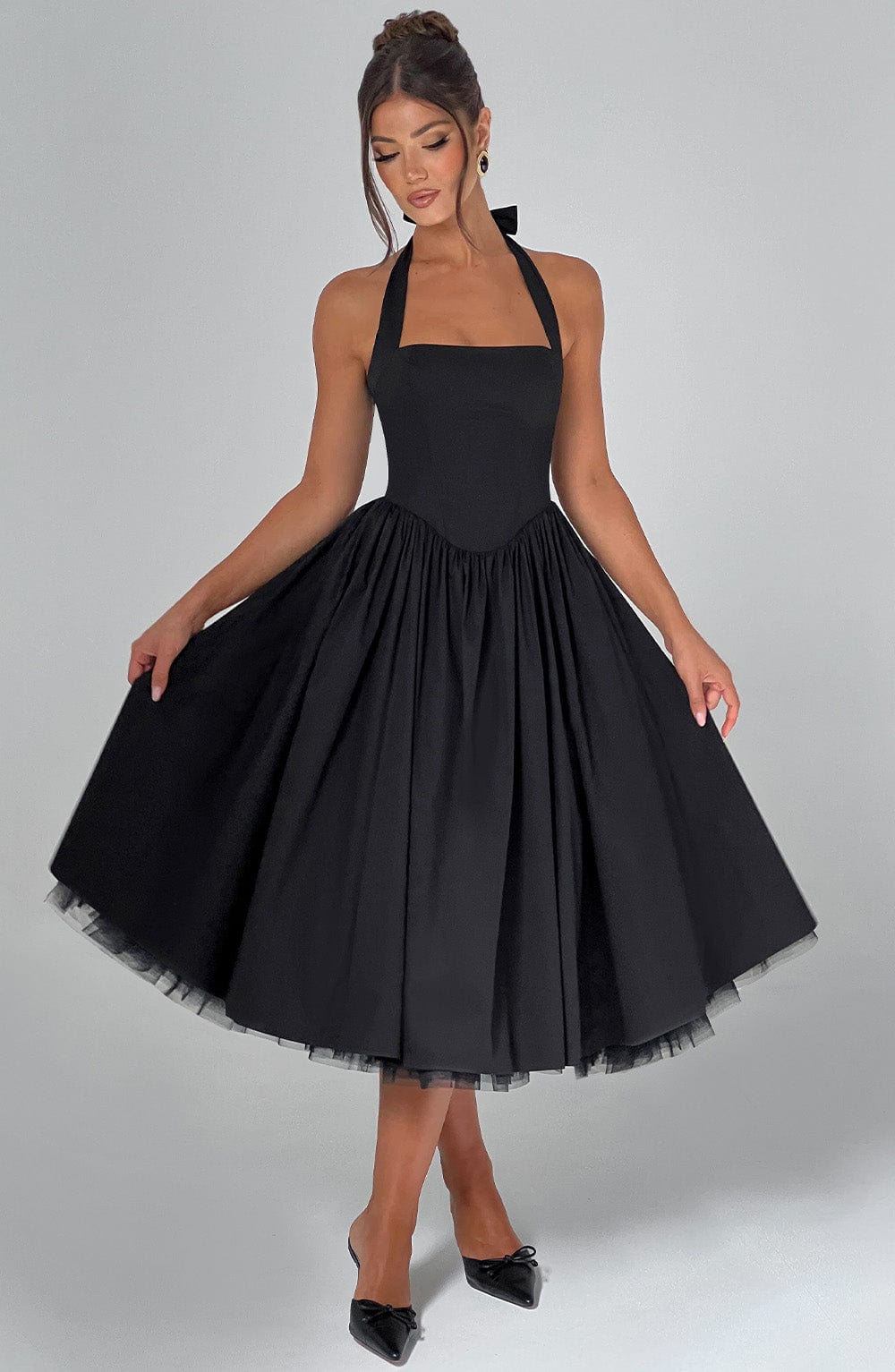 Elenlise Midi Dress in Black by Clandour, product photo 1