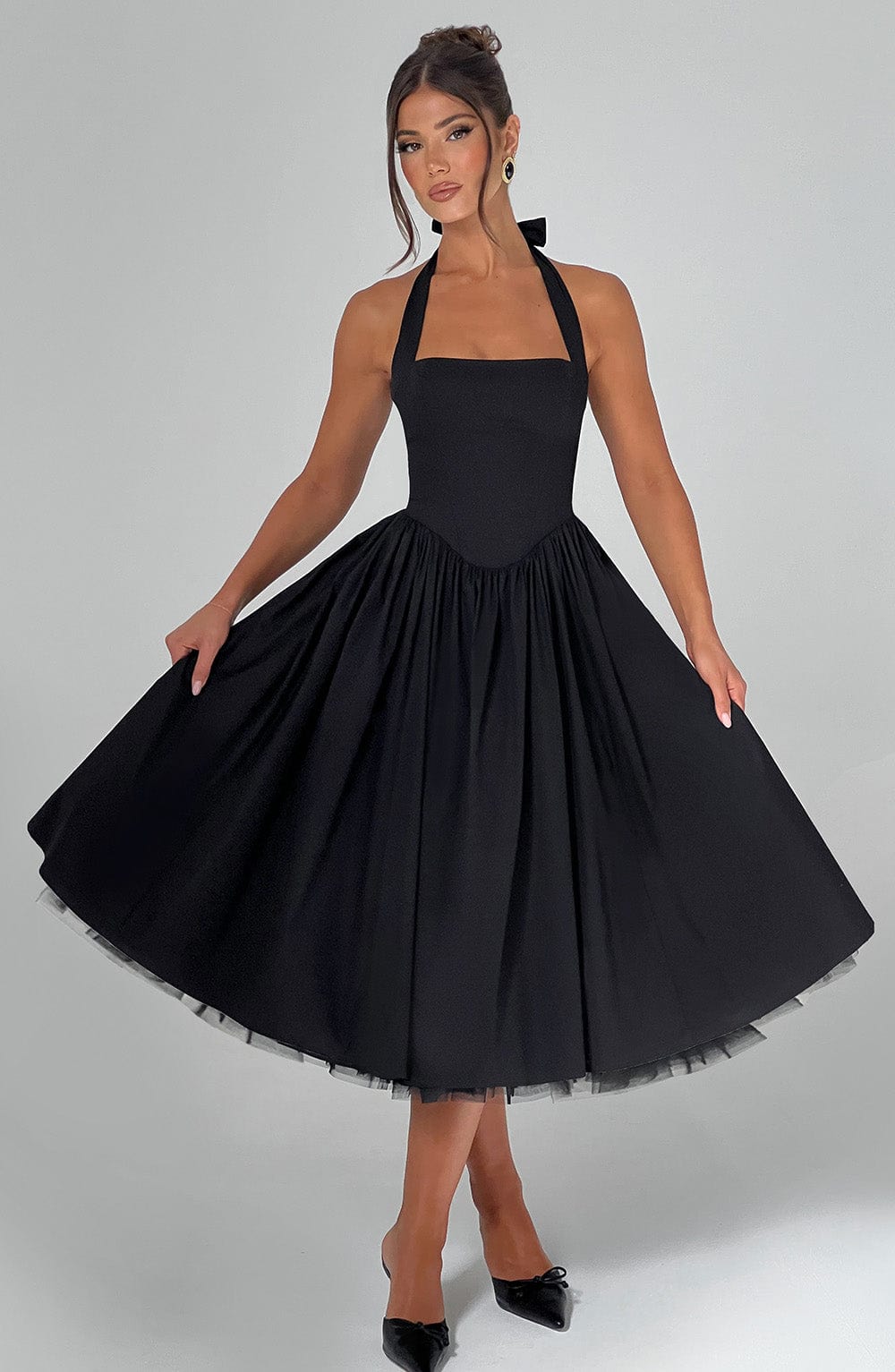 Elenlise Midi Dress in Black by Clandour, product photo 2