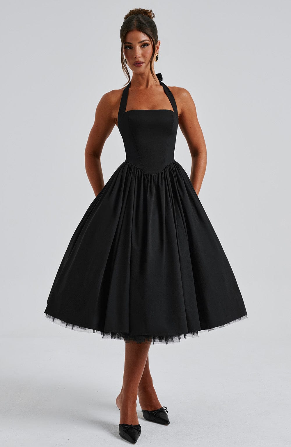 Elenlise Midi Dress in Black by Clandour, product photo 4