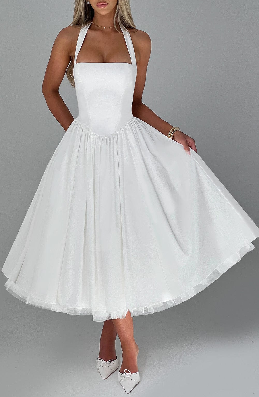Elenlise Midi Dress in Ivory by Clandour, product photo 4