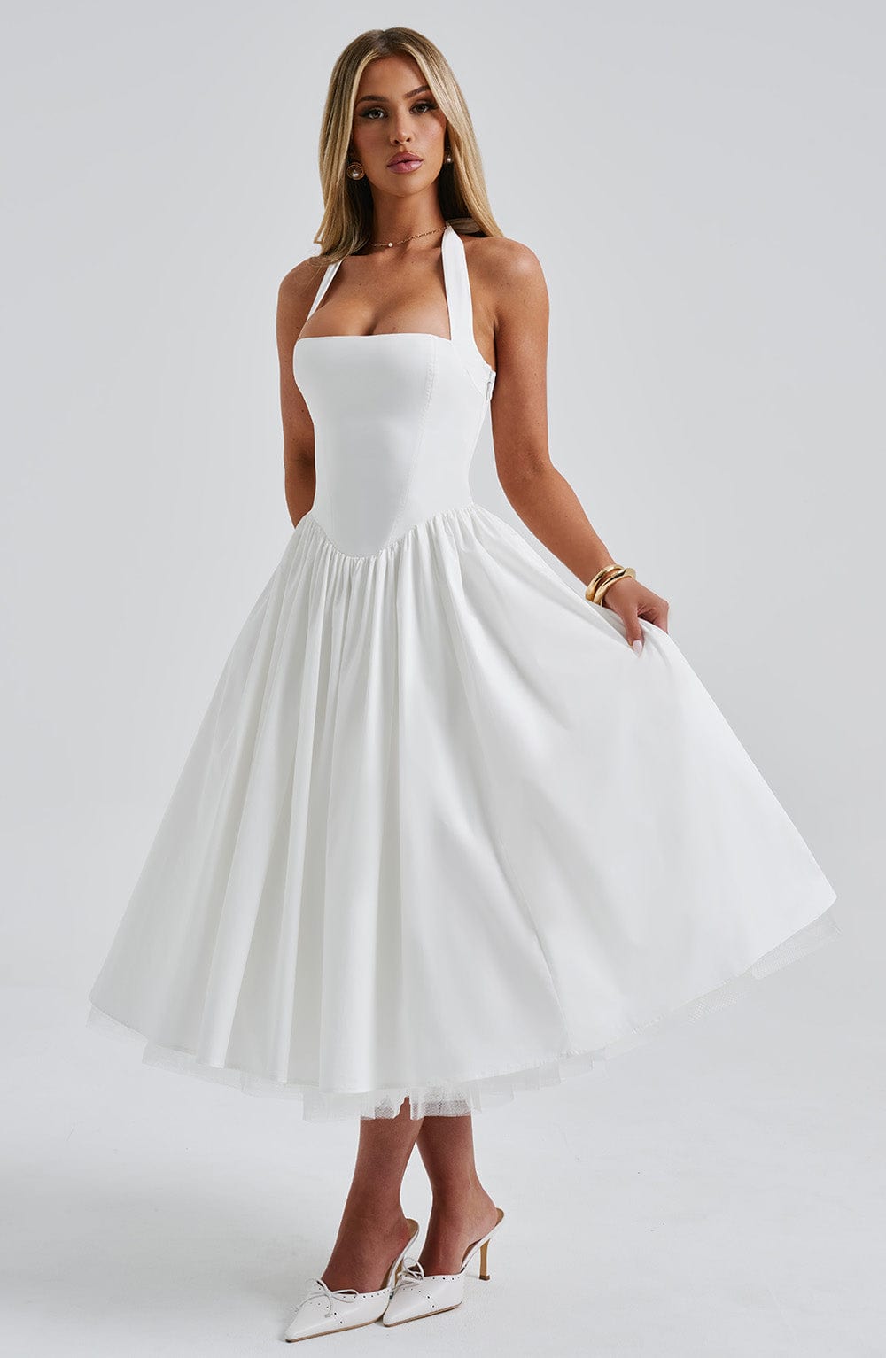 Elenlise Midi Dress in Ivory by Clandour, product photo 8