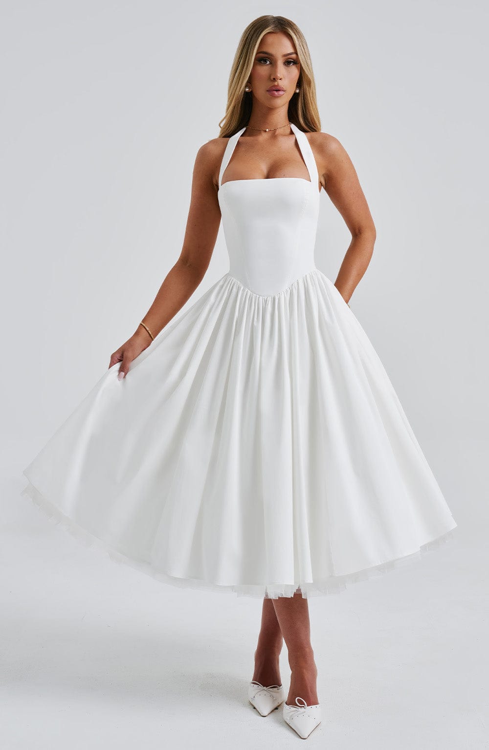 Elenlise Midi Dress in Ivory by Clandour, product photo 10