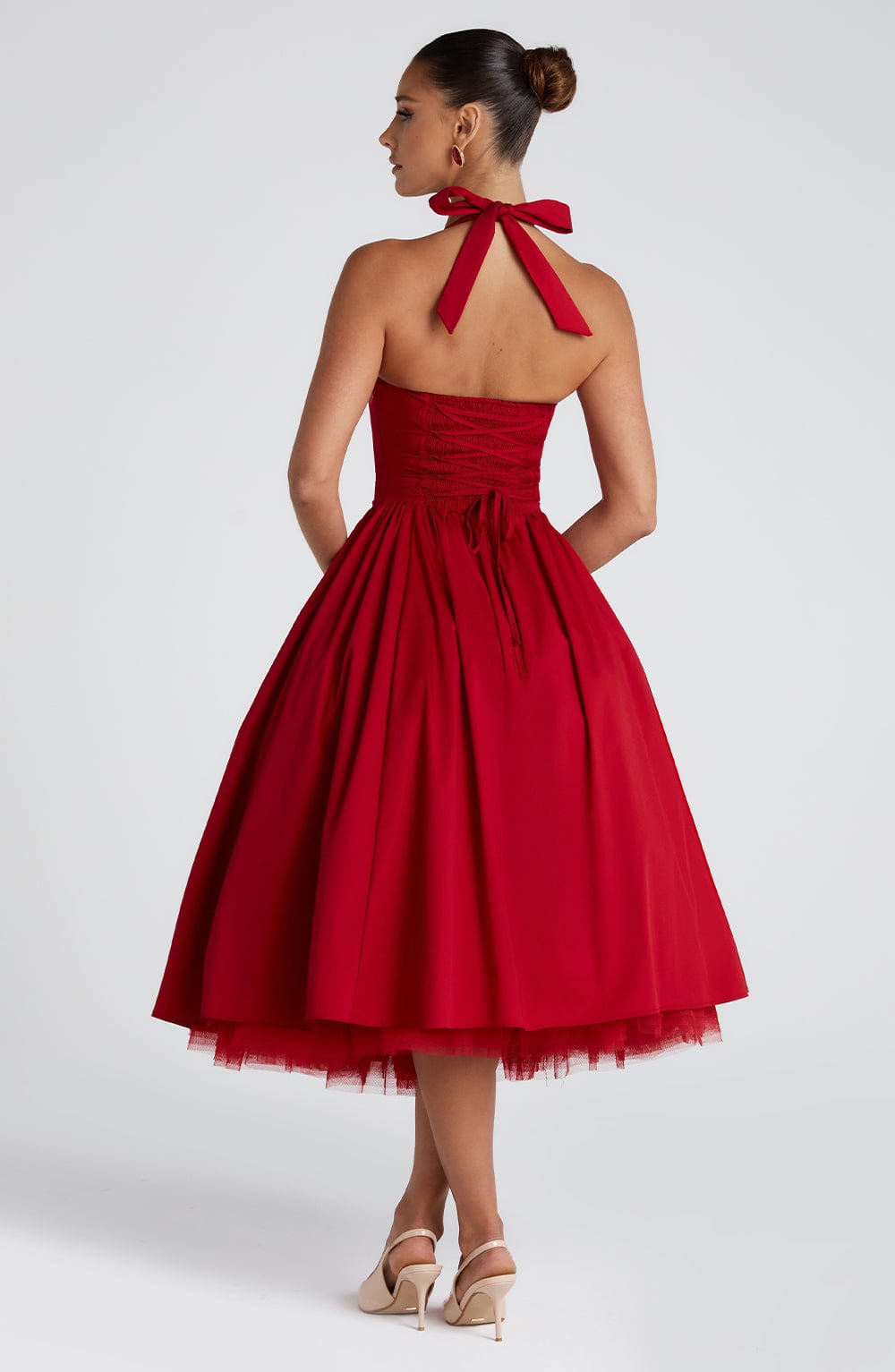 Elenlise Midi Dress in Red by Clandour, product photo 2