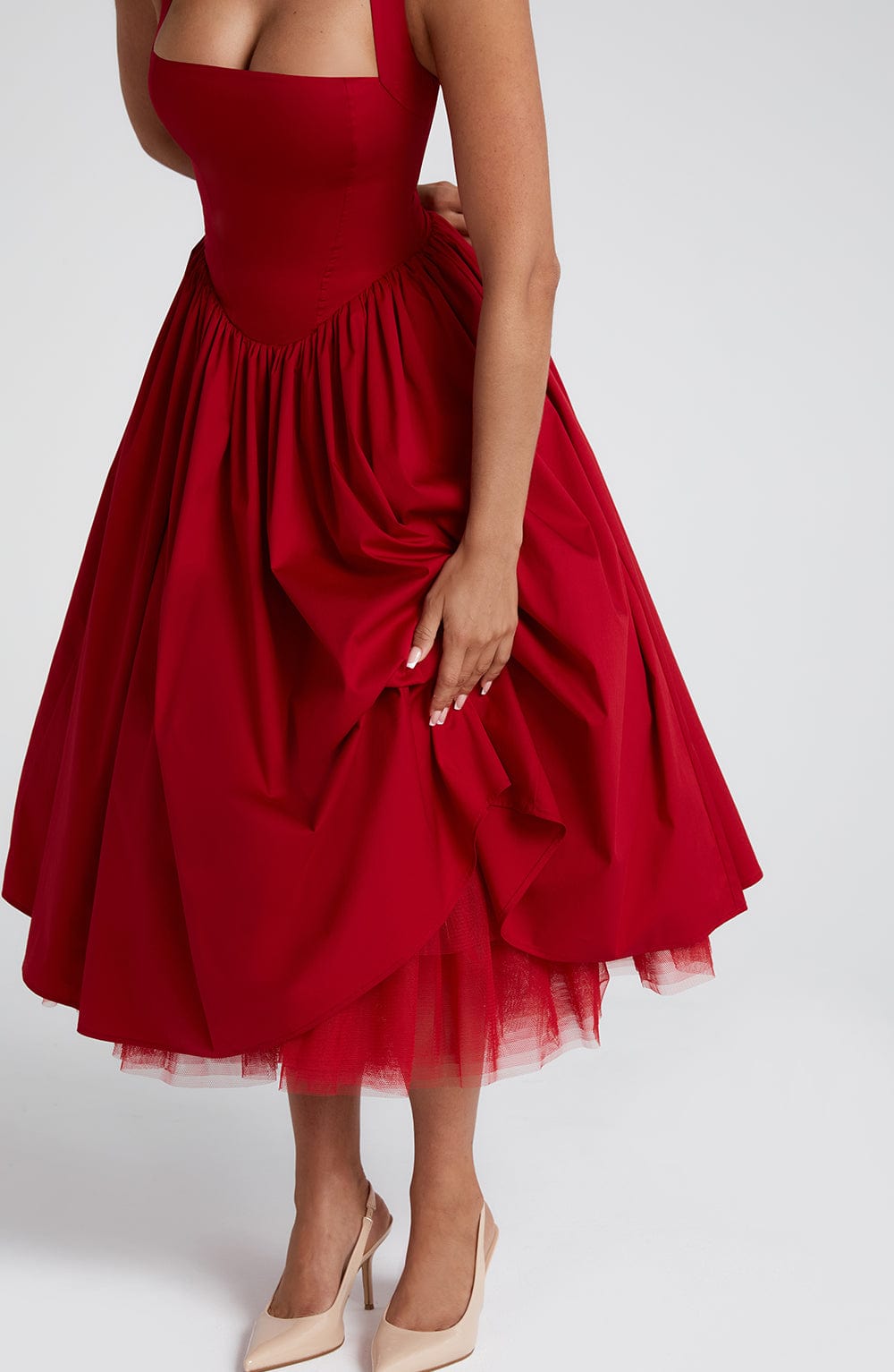 Elenlise Midi Dress in Red by Clandour, product photo 3