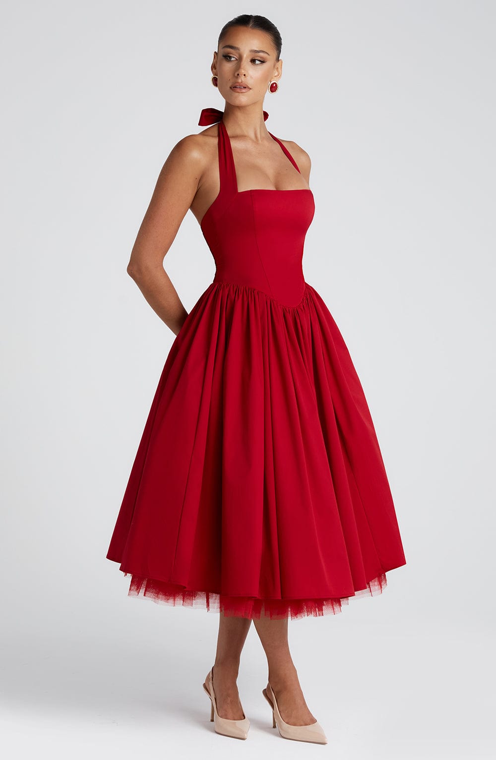Elenlise Midi Dress in Red by Clandour, product photo 5