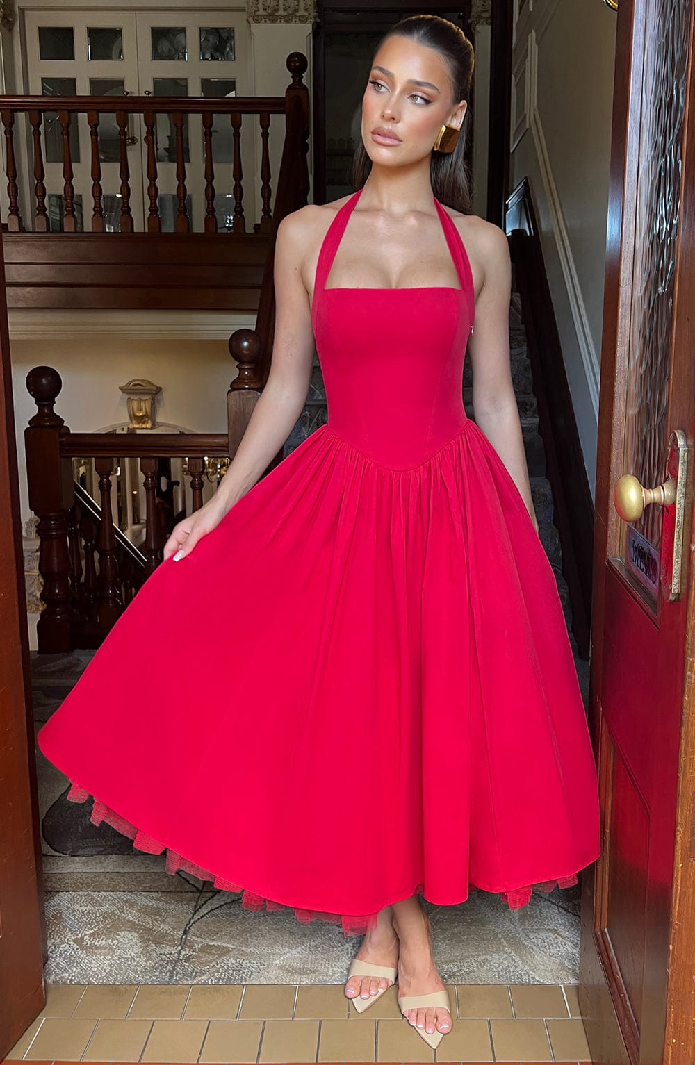 Elenlise Midi Dress in Red by Clandour, product photo 6