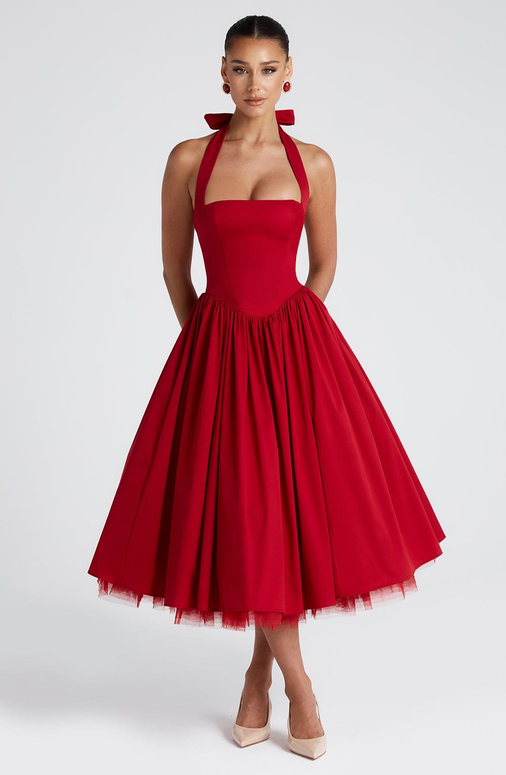 Elenlise Midi Dress in Red by Clandour, product photo 7
