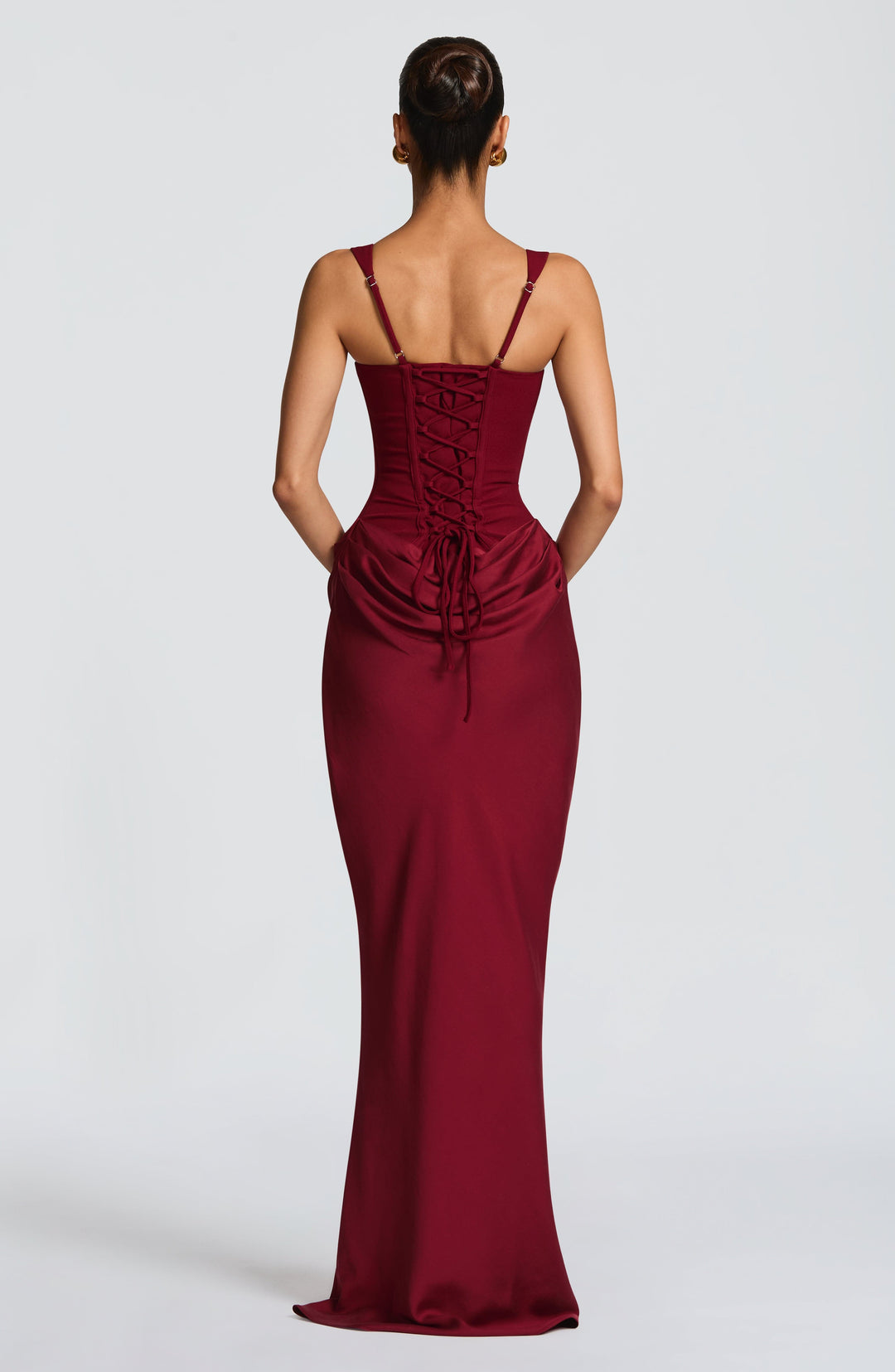 Elenmira Maxi Dress in Burgundy by Clandour, product photo 3