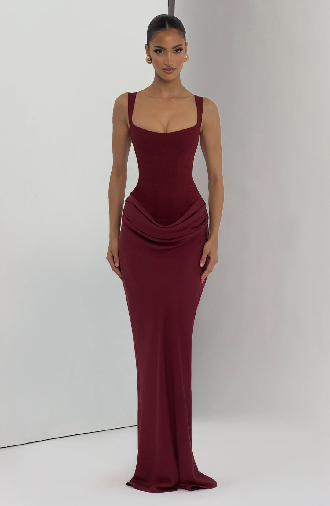 Elenmira Maxi Dress in Burgundy by Clandour, product photo 7