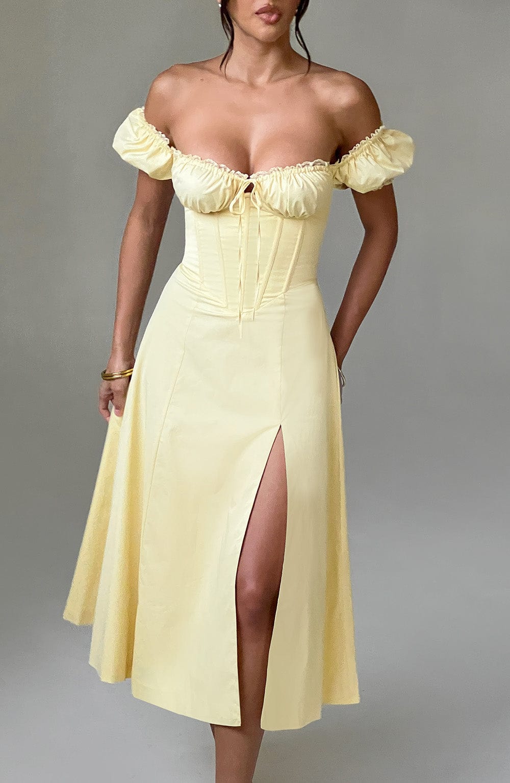 Elenvieve Midi Dress in Lemon by Clandour, product photo 7