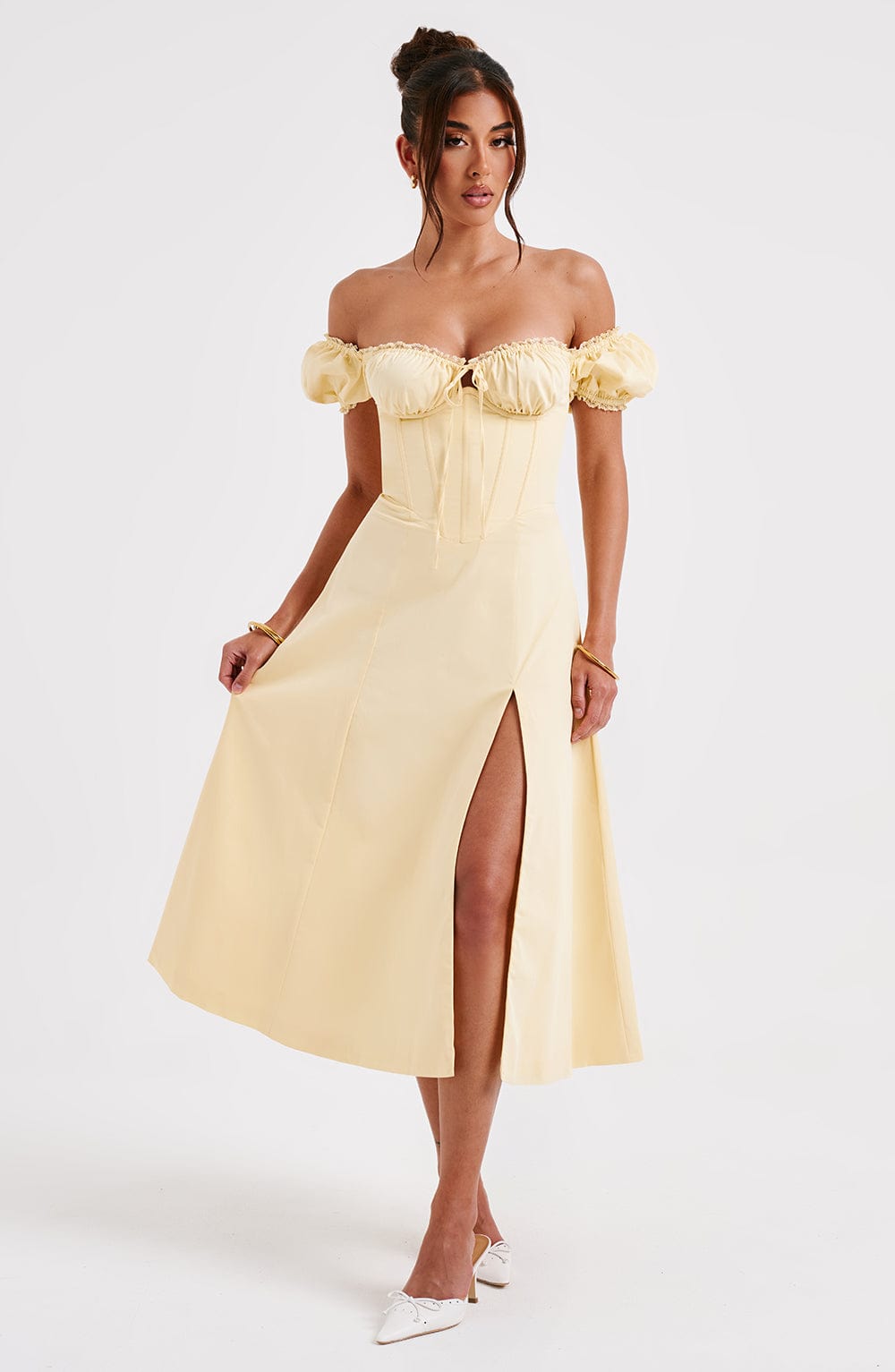 Elenvieve Midi Dress in Lemon by Clandour, product photo 12