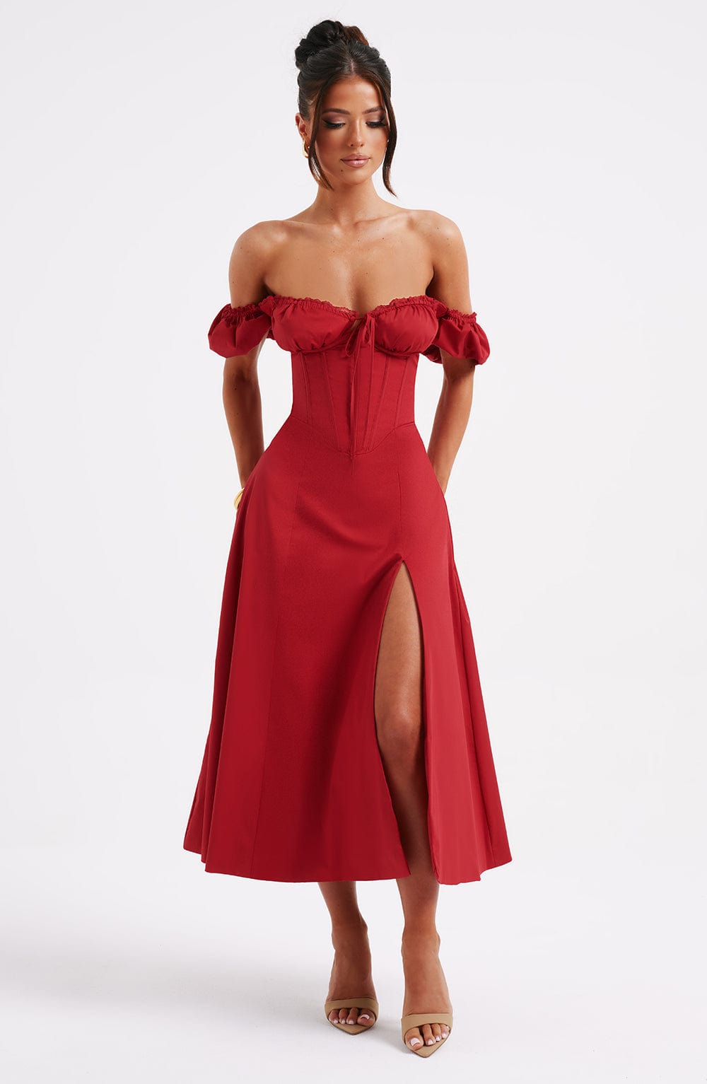 Elenvieve Midi Dress in Red by Clandour, product photo 4