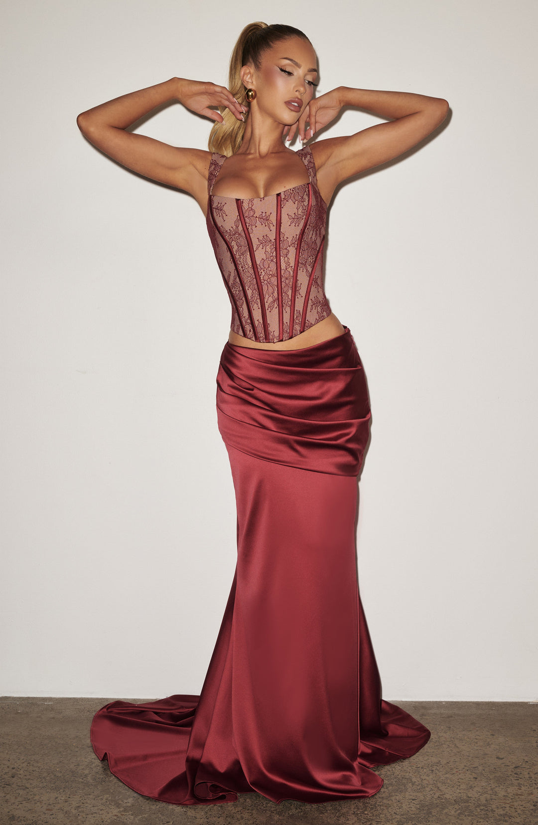 Elenyne Maxi Skirt in Burgundy by Clandour, product photo 11