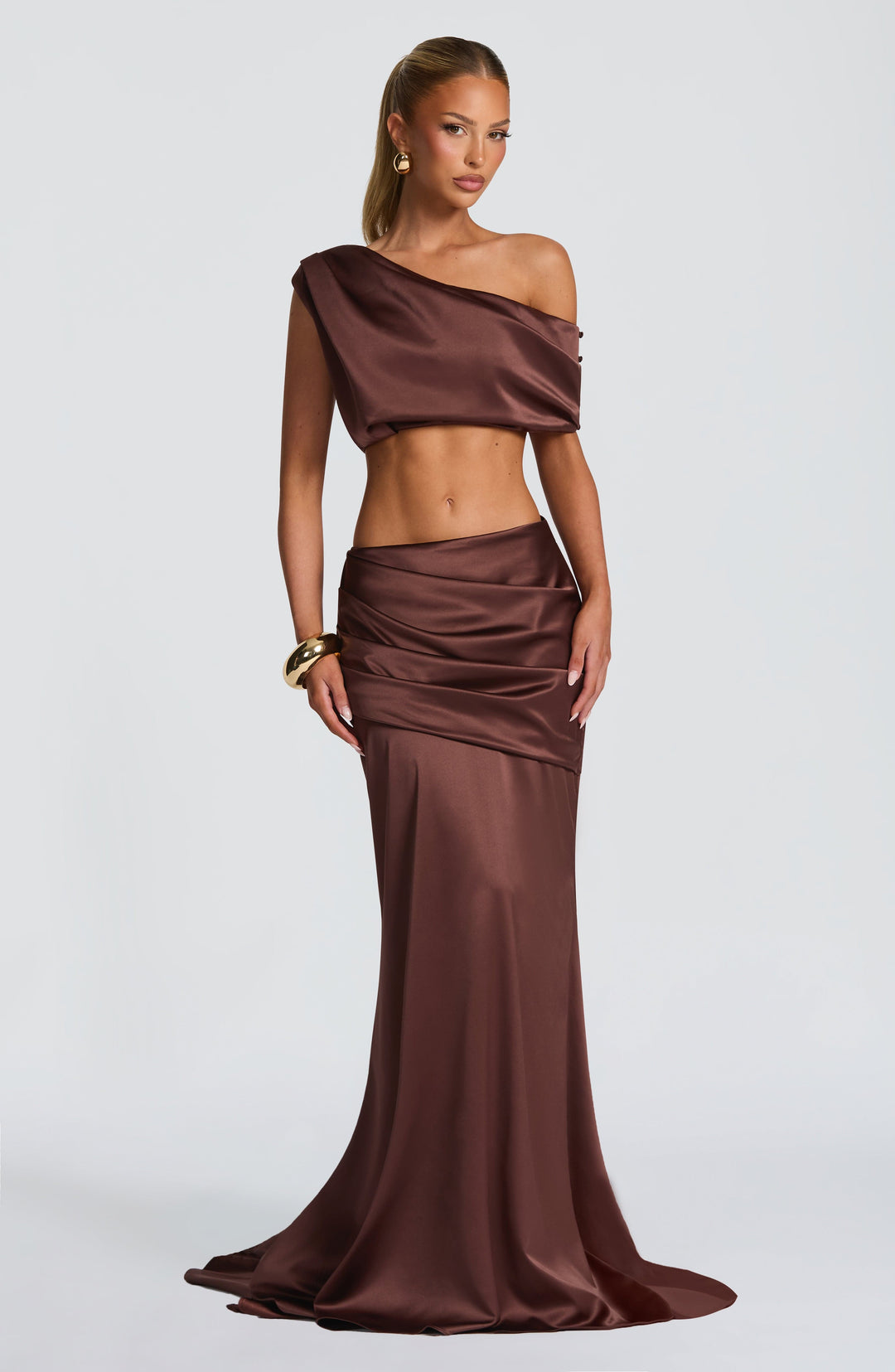 Elenyne Maxi Skirt in Plum Brown by Clandour, product photo 5