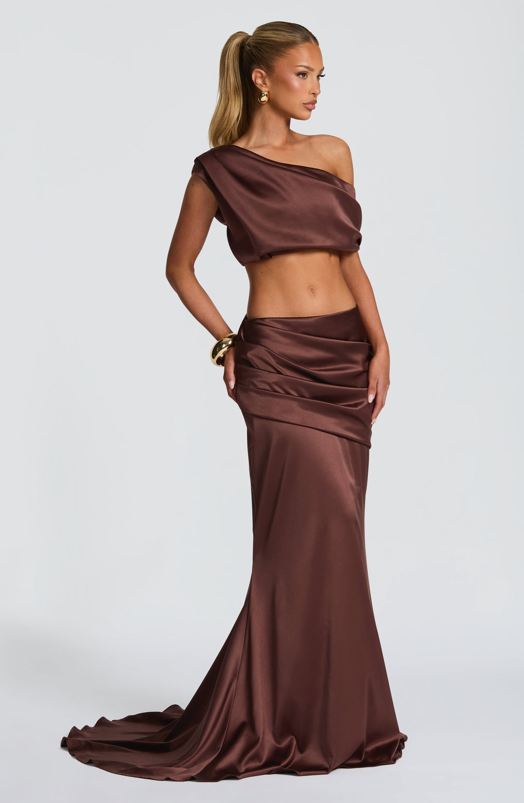 Elenyne Maxi Skirt in Plum Brown by Clandour, product photo 8