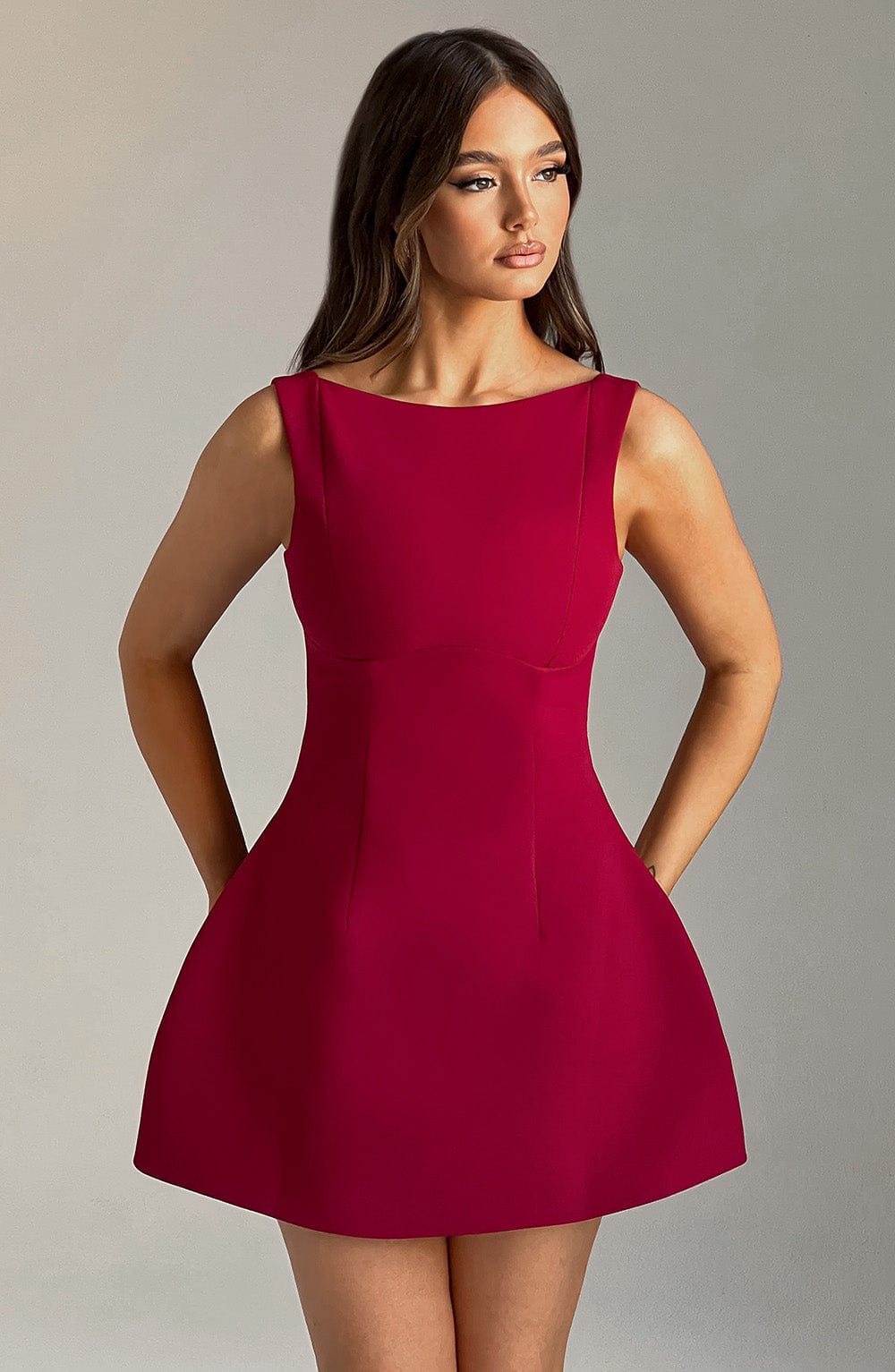 Elowyn Mini Dress in Wine by Clandour, product photo 1
