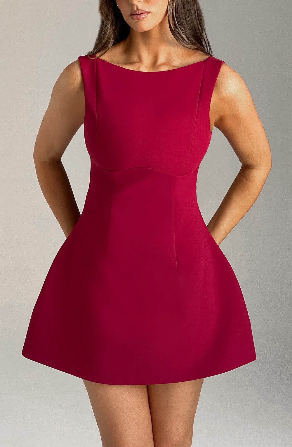 Elowyn Mini Dress in Wine by Clandour, product photo 3