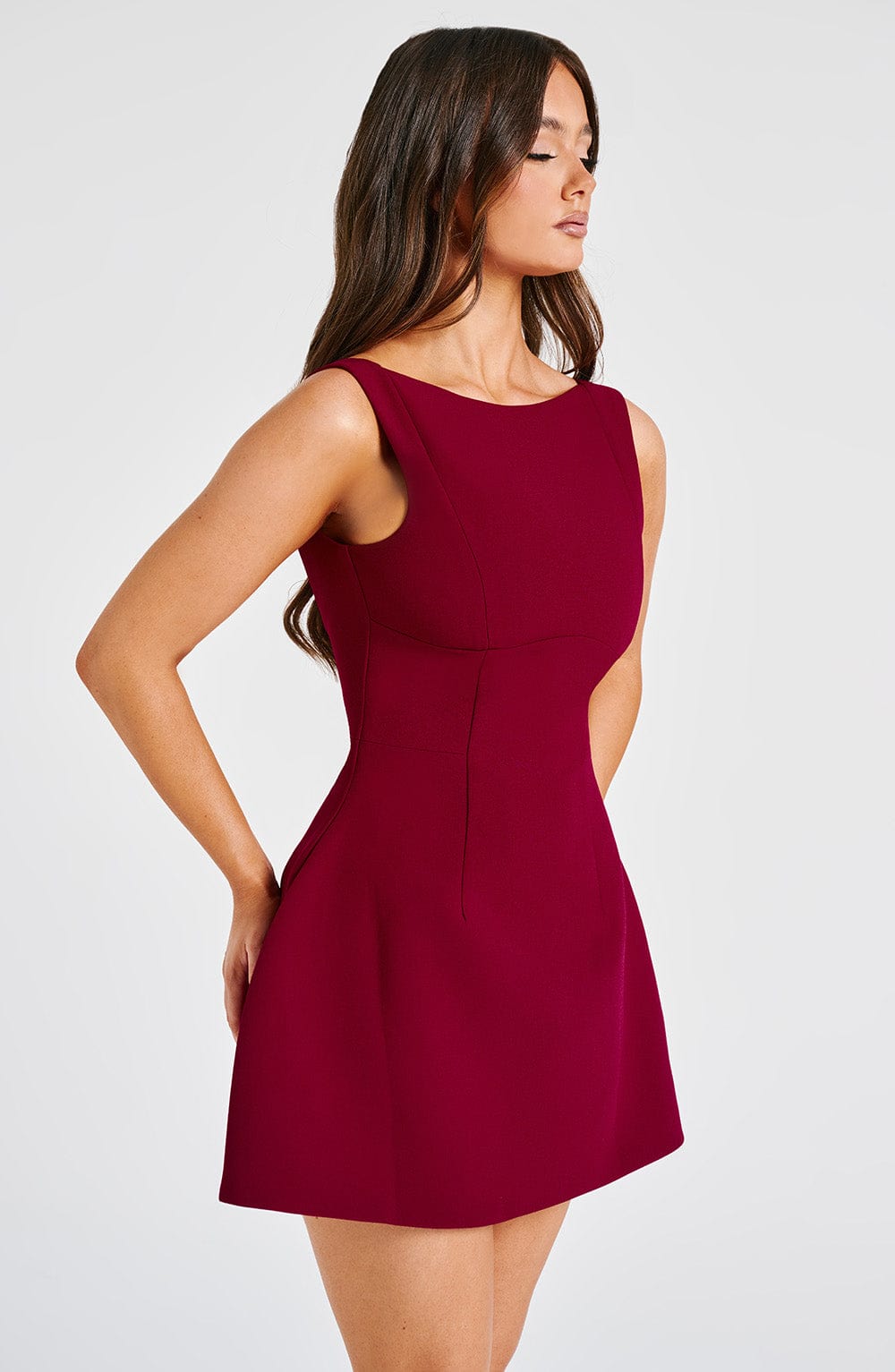 Elowyn Mini Dress in Wine by Clandour, product photo 5