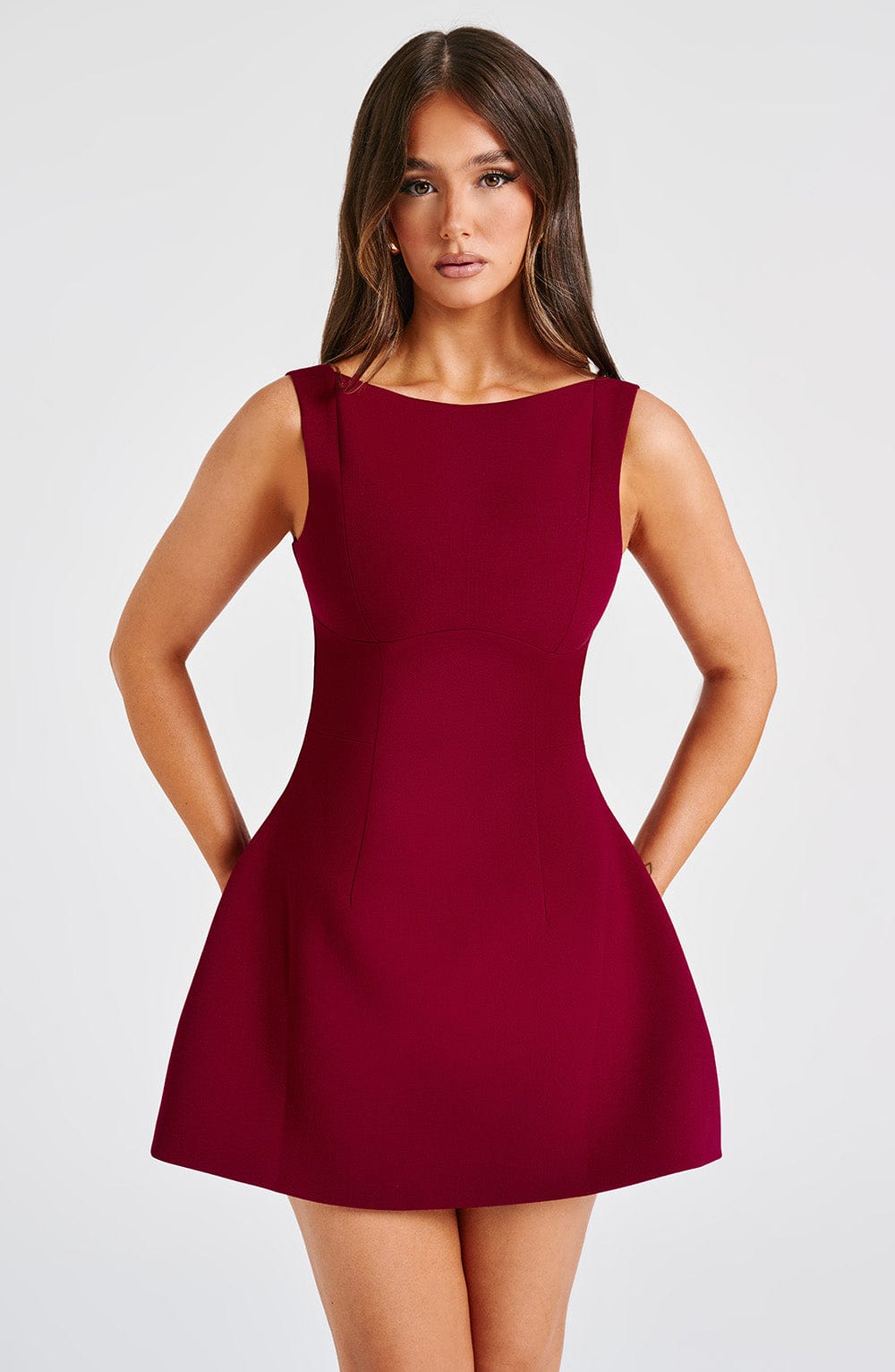 Elowyn Mini Dress in Wine by Clandour, product photo 9