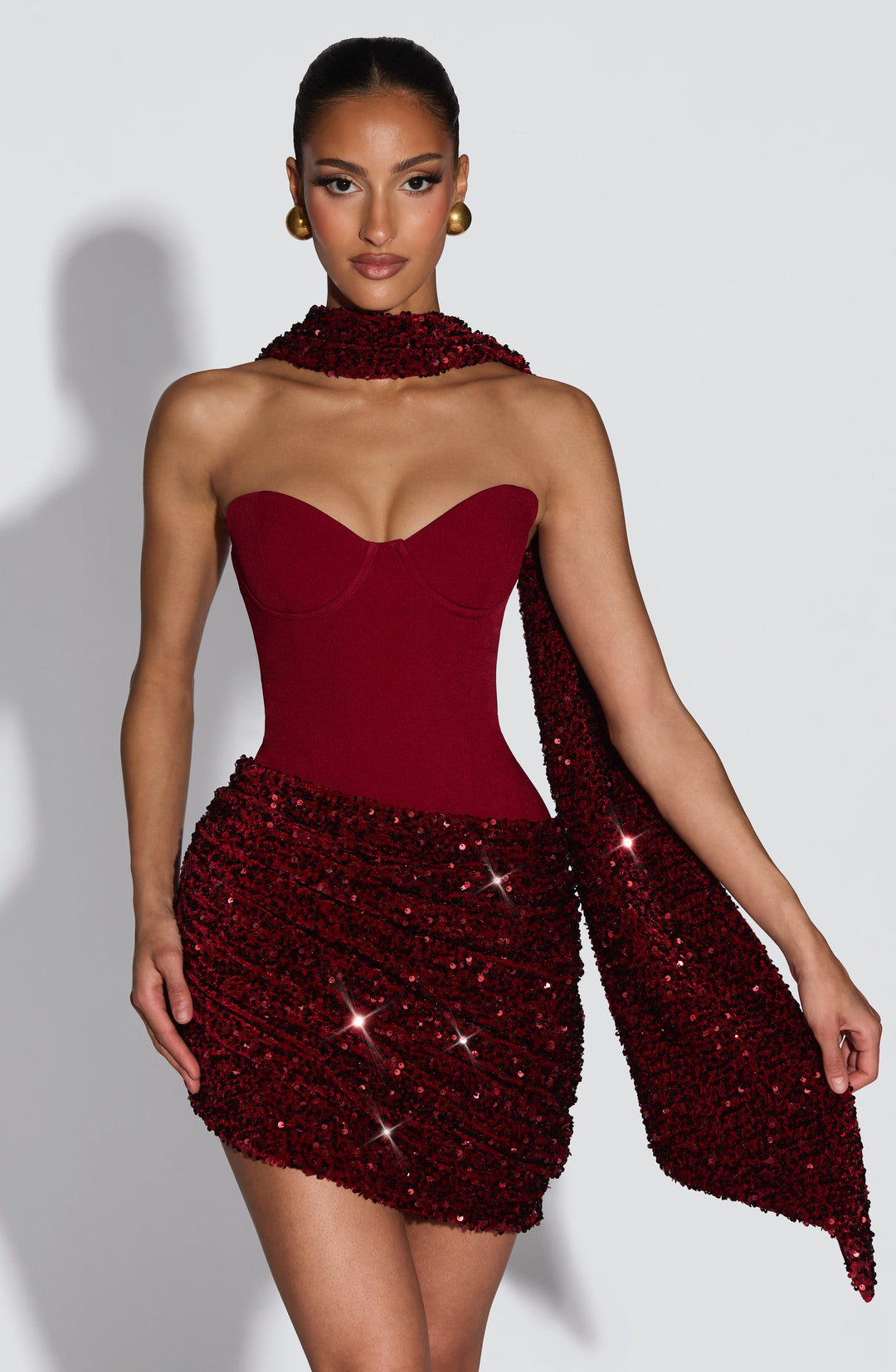 Fioraena Mini Dress in Wine by Clandour, product photo 1