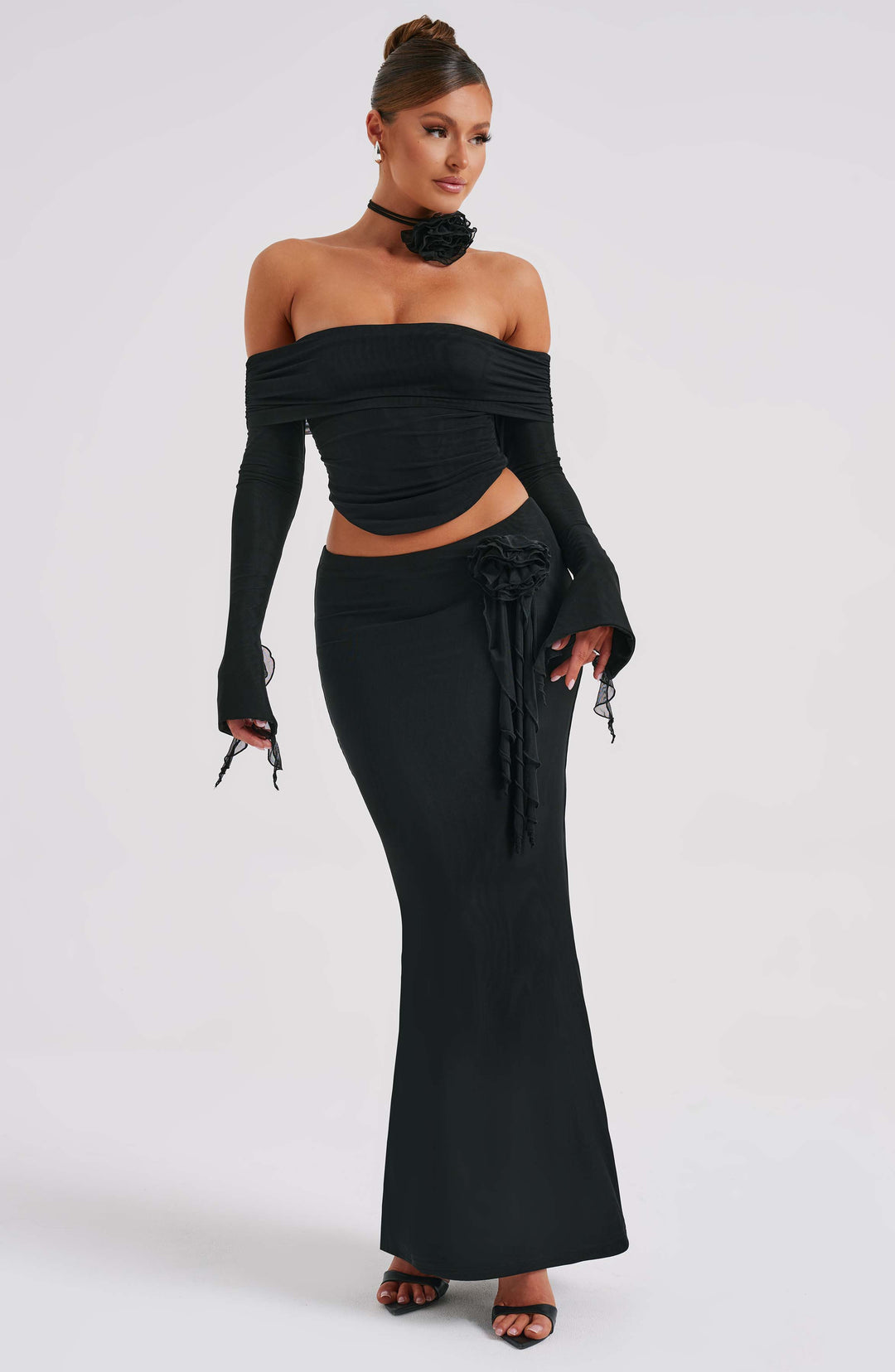 Fioraette Maxi Skirt in Black by Clandour, product photo 1