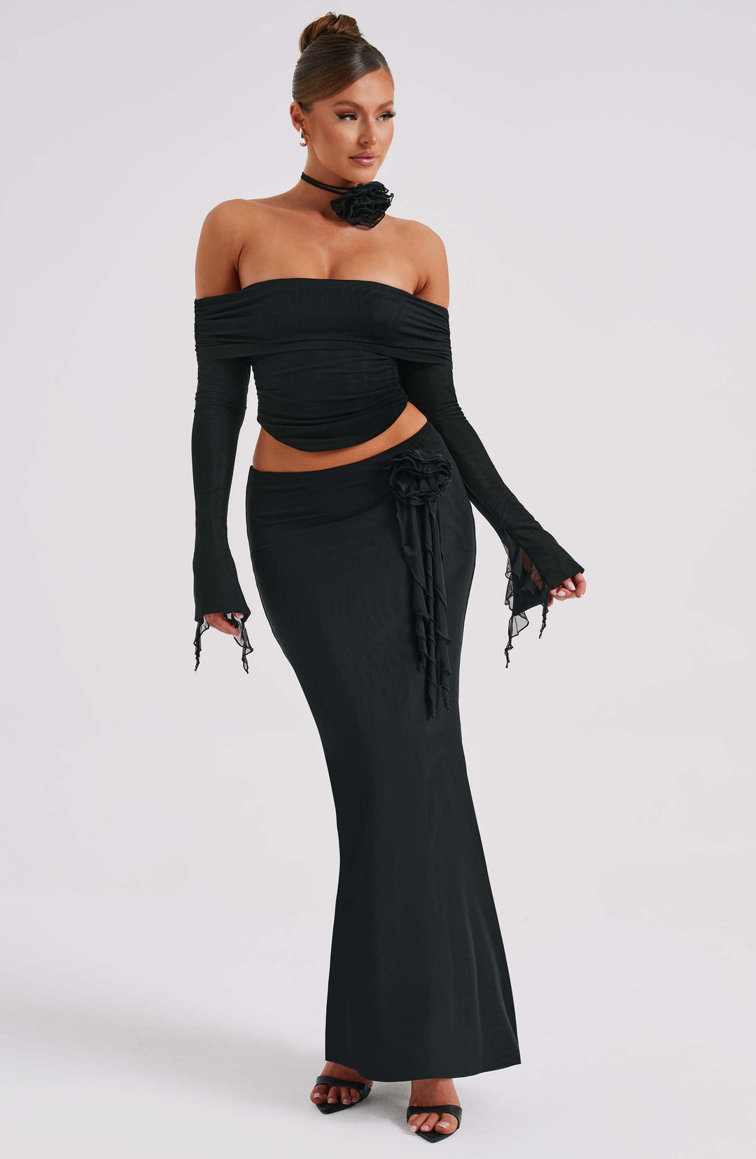 Fioraette Maxi Skirt in Black by Clandour, product photo 4