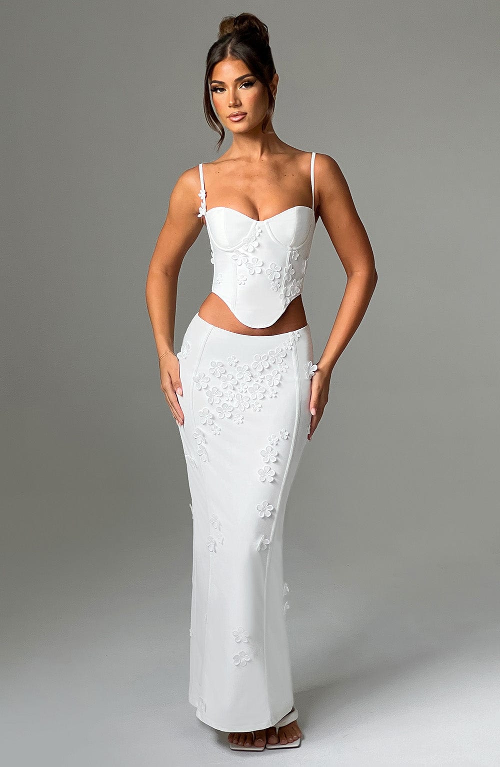 Fioraia Maxi Skirt in White by Clandour, product photo 1