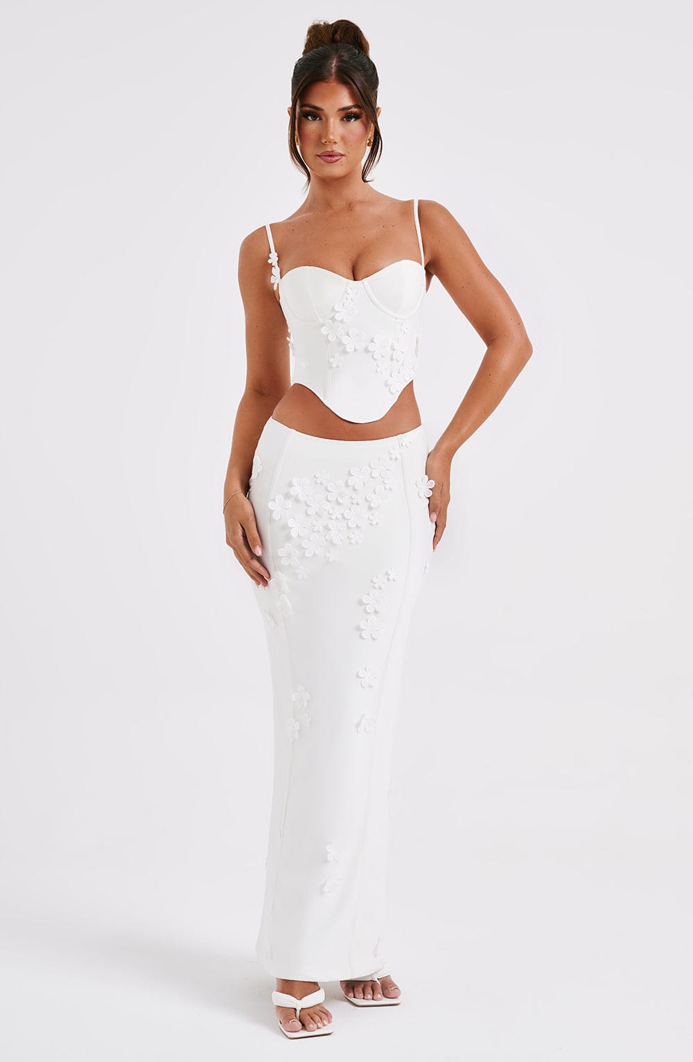 Fioraia Maxi Skirt in White by Clandour, product photo 4