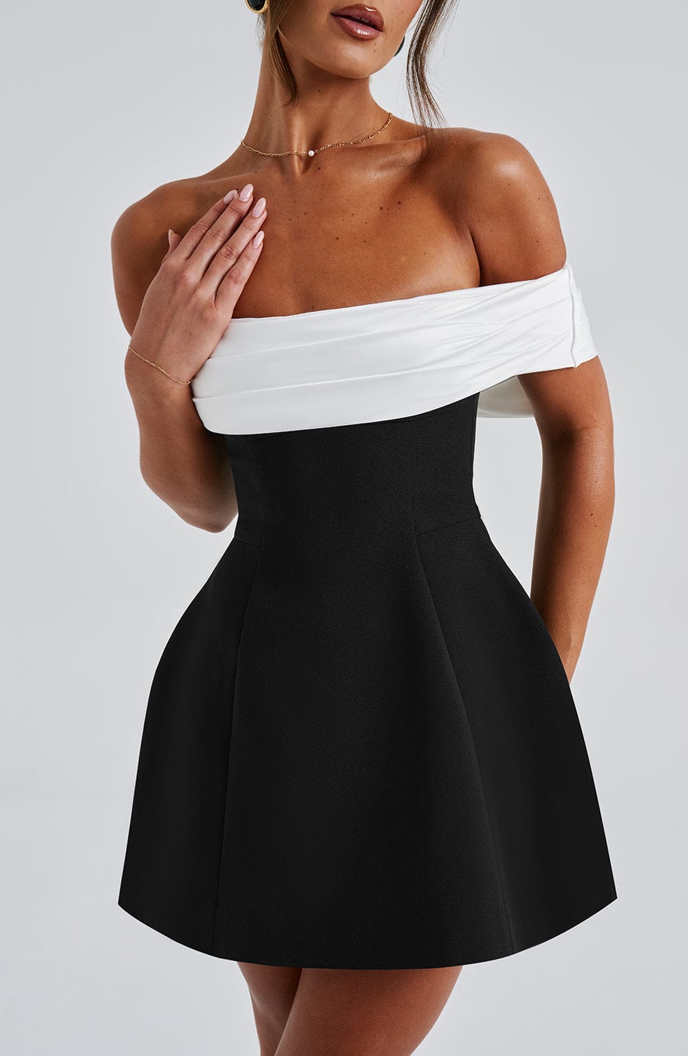 Fioraise Mini Dress in Black/White by Clandour, product photo 4